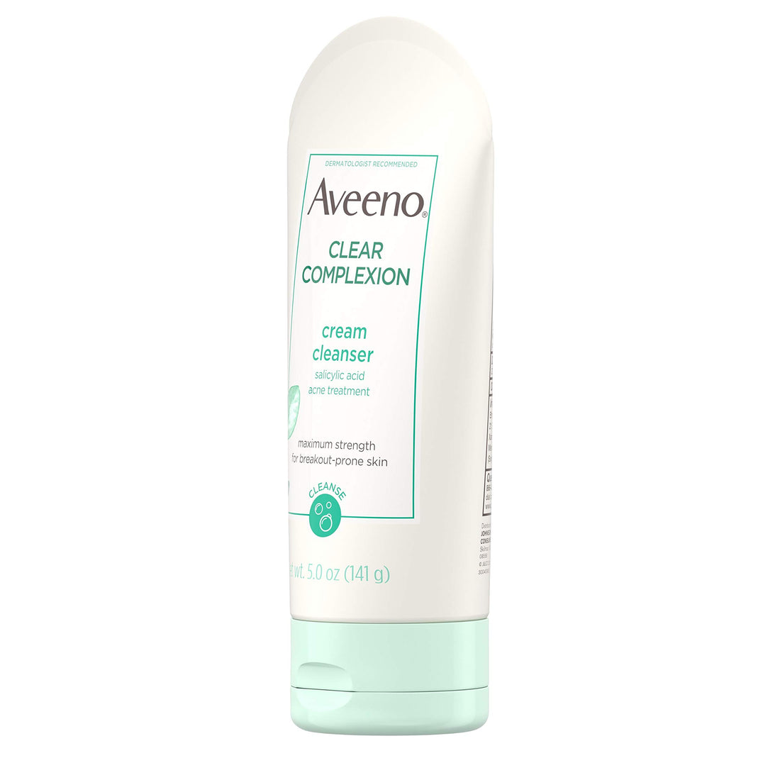 Aveeno Clear Complexion Cream Facial Cleanser with Salicylic Acid Acne Medicine, Face Wash with Soy Extract for Breakout Prone Skin, Hypoallergenic & Oil-Free, 5 fl. oz