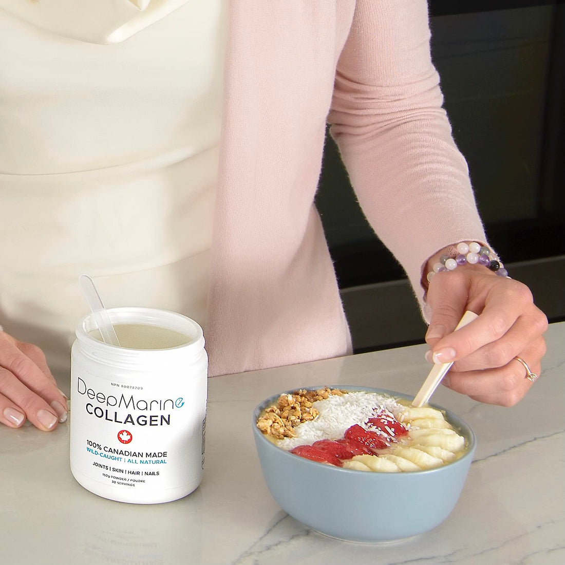 DeepMarine Collagen 100% Canadian Made Collagen Peptides, Wild-Caught Collagen Powder, Hydrolyzed Marine Collagen - 30 Day Supply - Gluten-Free, Tasteless, Odourless, Keto and Paleo Friendly