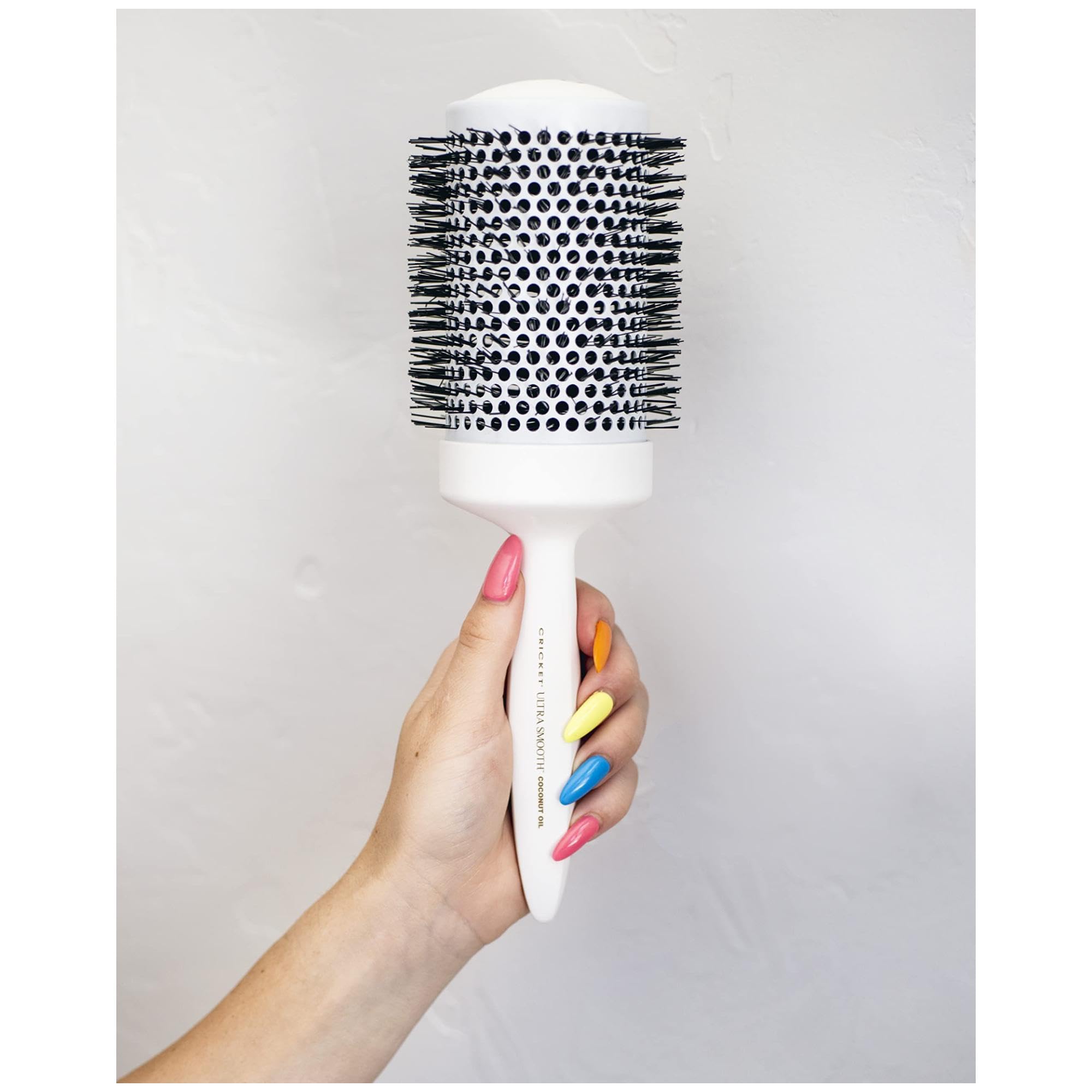 Cricket Ultra Smooth Coconut 2.5” Thermal Ceramic Barrel Hair Brush Anti-Static Heat-Resistant Hairbrush for Blow Drying, Curling and Styling All Hair Types