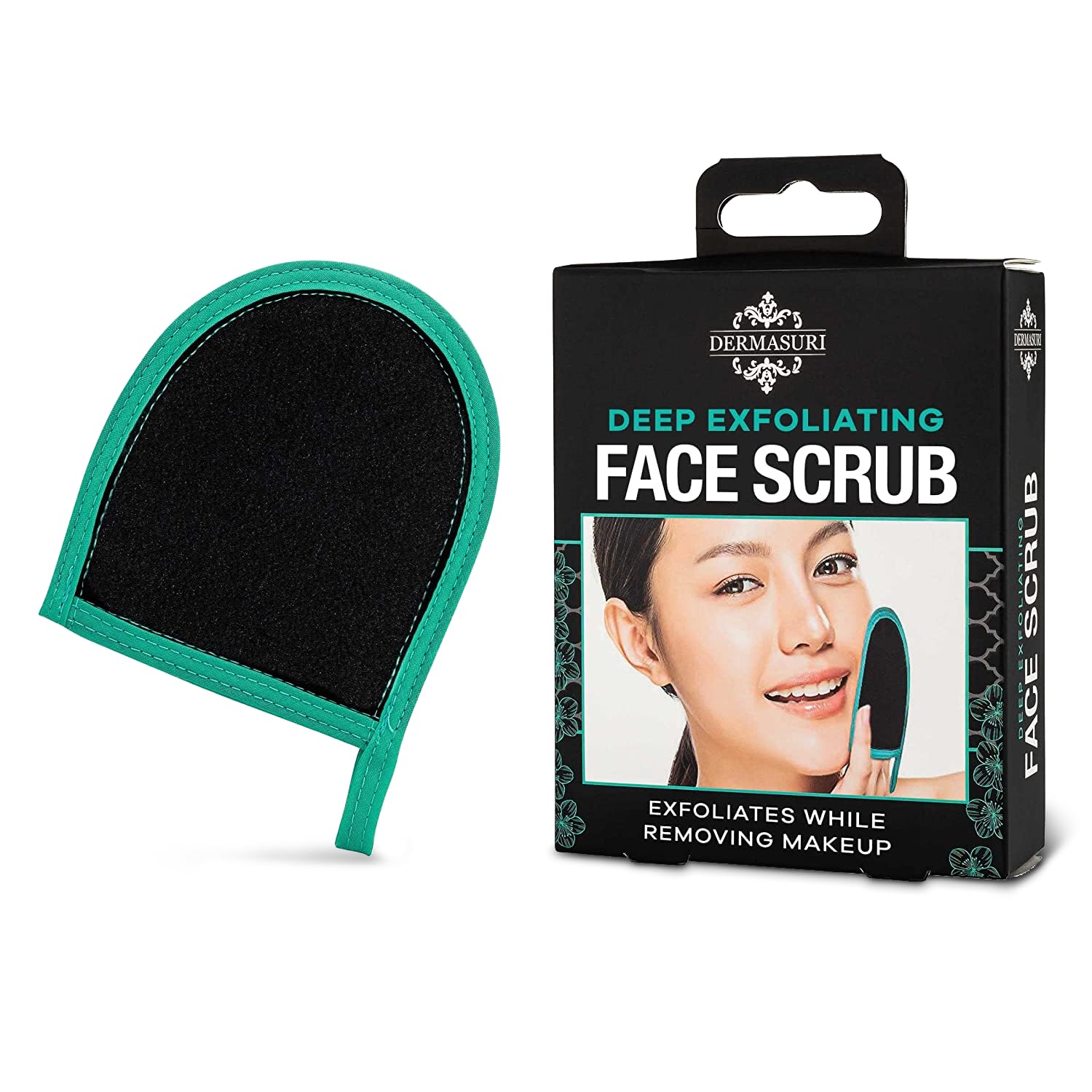 Dermasuri Deep Exfoliating Face Mitt - Scrubber, Dead and Dry Skin Remover for Men and Women - Exfoliator Gloves for Shower and Dry Use - ( 1 Pack)