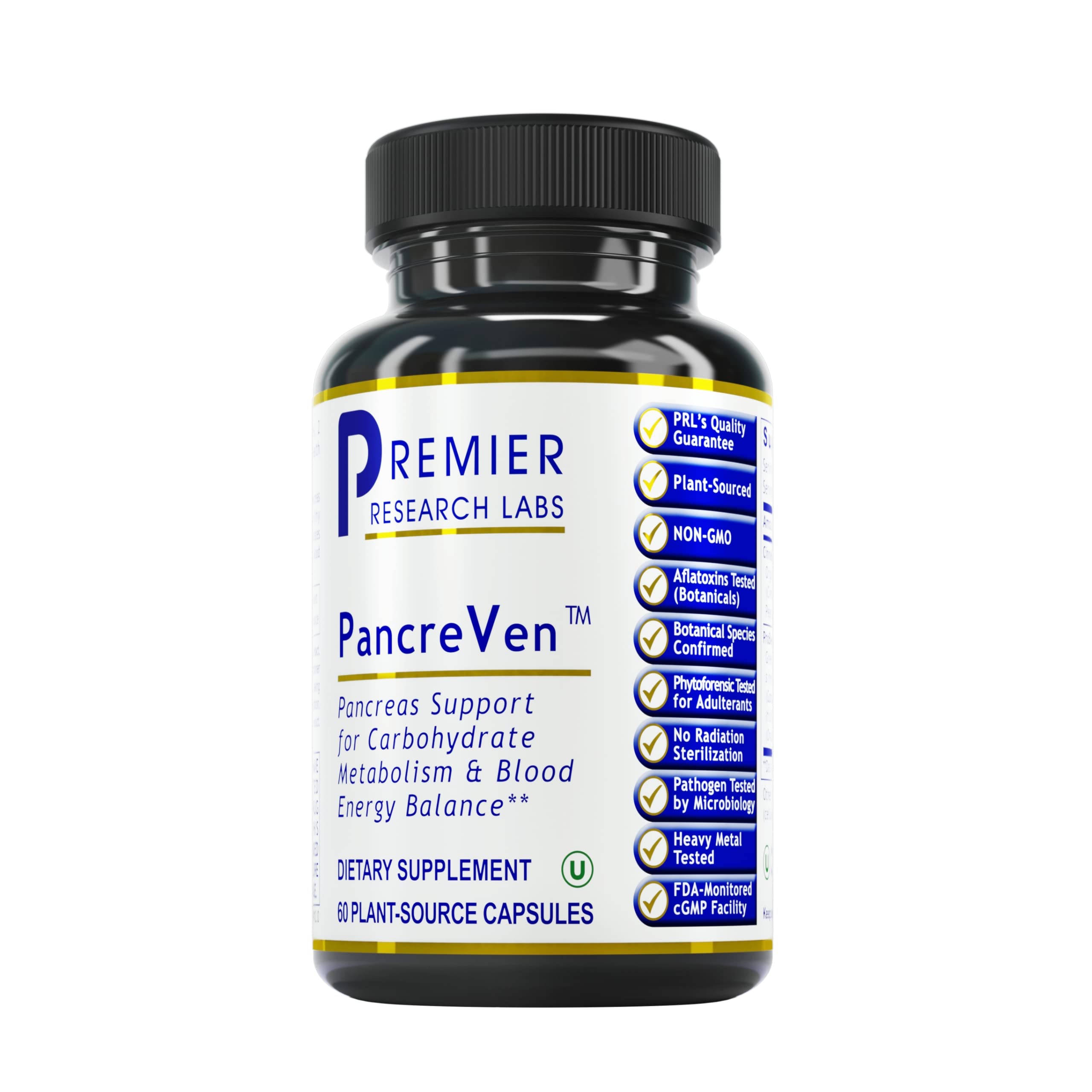Premier Research Labs PancreVen - Pancreas Support, Pancreas Supplement, Cinnamon Supplements with Organic Ceylon Cinnamon & Prickly Pear to Aid Pancreas Health - 120 Vegetarian Capsules