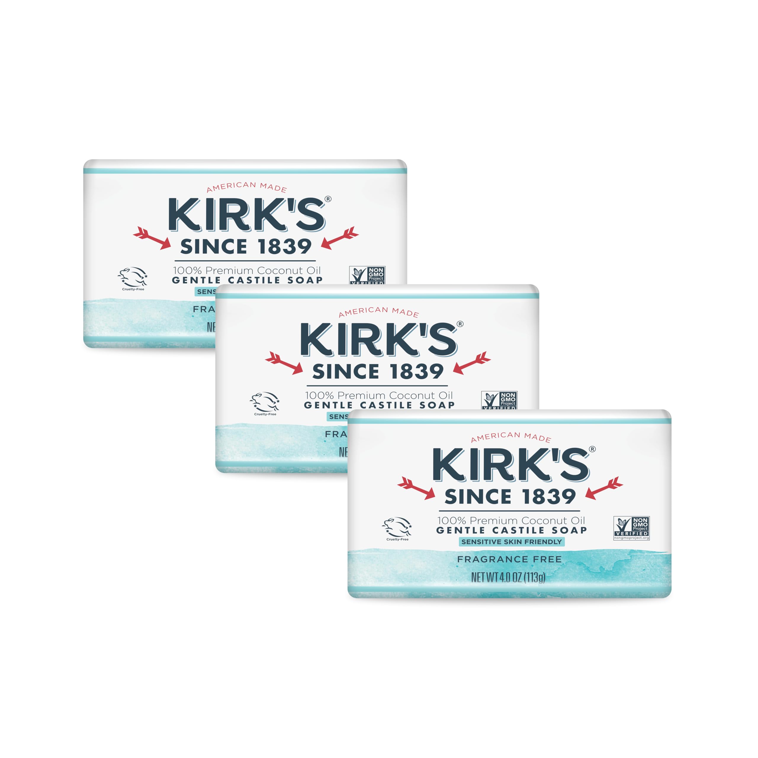 Kirks Soap Castile FragFree Orig 4 Oz (3 Pack)