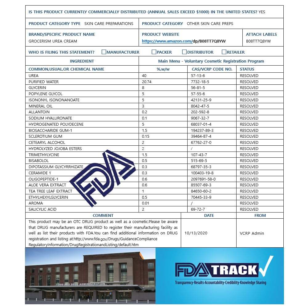 Grocerism Urea Cream 40 Percent For Feet Plus 2% Salicylic Acid 5.29 oz || Foot Cream and Hand Cream Maximum Strength with Hyaluronic Acid,Tea Tree,and Aloe Vera For Deep Moisturizes,Callus Remover