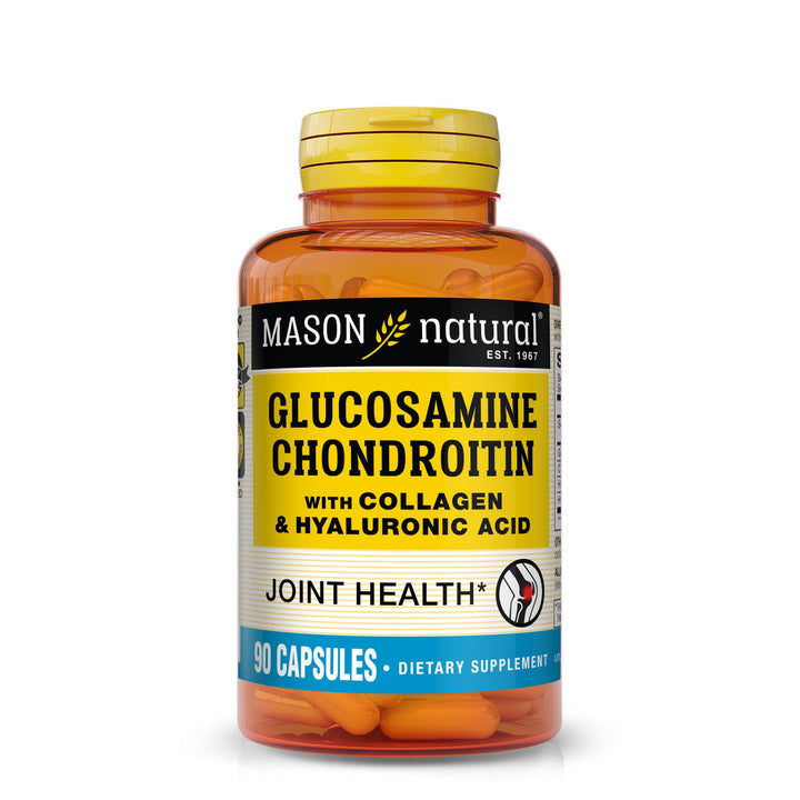 MASON NATURAL Glucosamine Chondroitin with Collagen & Hyaluronic Acid, 45-Day Supply Capsules for Normal Joint, Mobility, Flexibility, & Aging Support