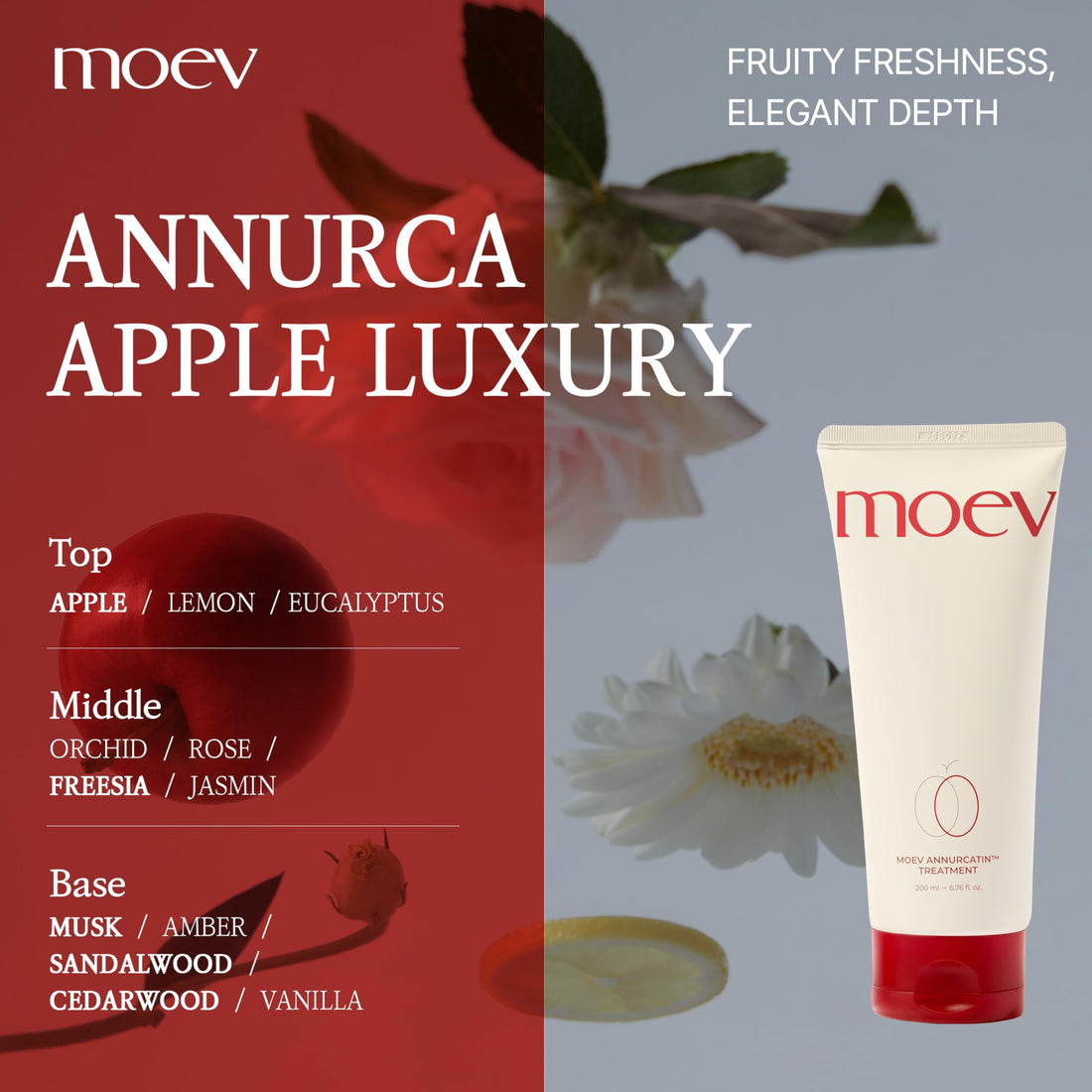 MOEV ANNURCATIN Hair Treatment Mask, Korean Mint Wash-Off Hair Care Mask Apple Deep Damage Conditioner Sulfate-Free with Amino Acids Rose Thickening Moisturizing for Damaged Thin Dry Hair, 6.76 fl.oz.