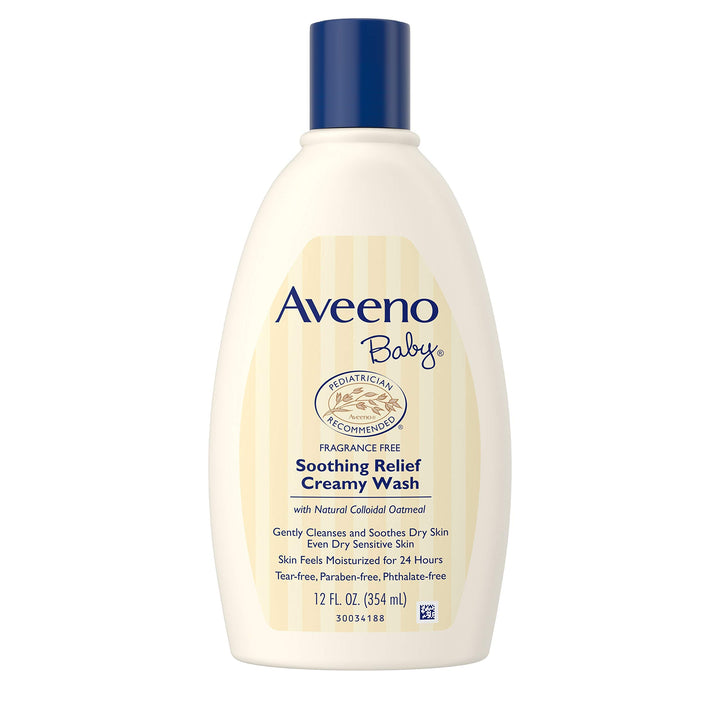 Aveeno Baby Soothing Relief Cream Wash, 12 Ounce (Pack of 2)