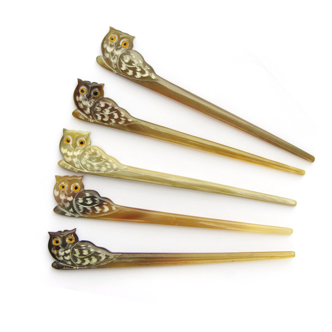 Marycrafts Translucent Owl Buffalo Horn Left Hand Hair Stick, Hairstick, Hair Pin, Hairpin, Hair Accessories, Handmade 6.10