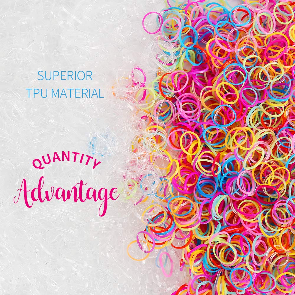 YGDZ YGDZ 4000pcs Soft Elastic Hair Bands, 2000pcs Multi Color and 2000pcs Clear Hair Holder Hair Tie Elastic Rubber Bands for Baby Girls