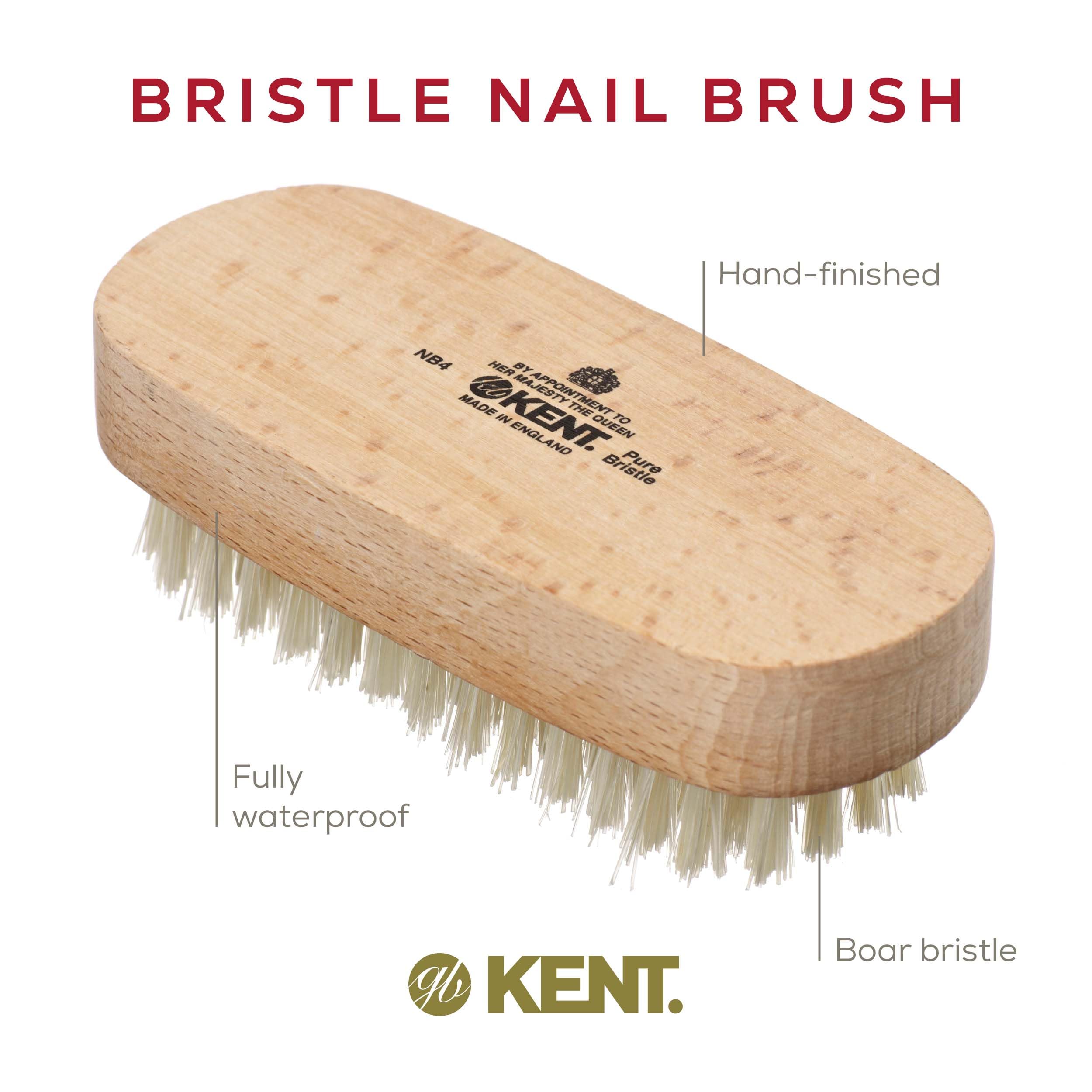 Kent Pure Beechwood and Pure Bristle Nail Brush, 99mm