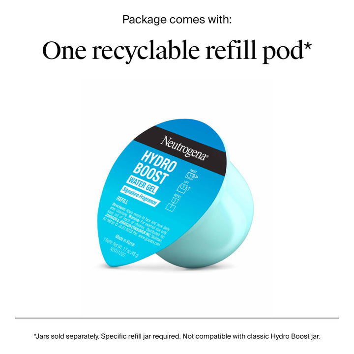 Neutrogena Hydro Boost Water Gel Face Moisturizer Refill Pod, Refill Pack of Hyaluronic Acid Moisturizer for a Refreshing Burst of Hydration & Dewy Skin, Signature Fragrance, 1.7 oz