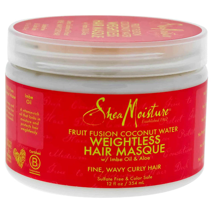 Shea Moisture Fruit Fusion Coconut Water Weightless Hair Masque, 12 Ounce (Pack of 3)