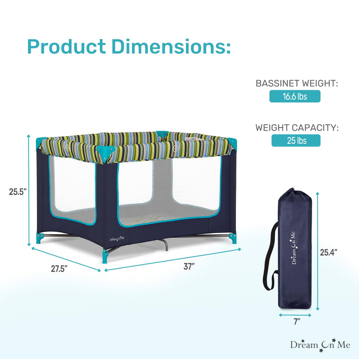 Dream On Me Zodiak Portable Playard in Navy, Lightweight, Packable and Easy Setup Baby Playard, Breathable Mesh Sides and Soft Fabric - Comes with a Removable Padded Mat