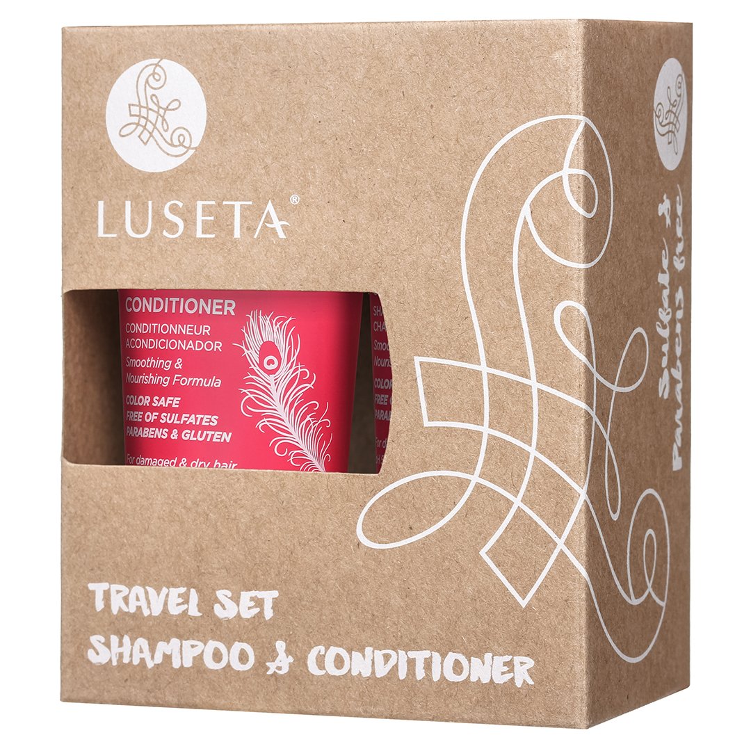 Luseta Keratin Shampoo and Conditioner Smooth and Hydrate Dry Damaged Hair Great for Color Treated Hair Sulfate Free and Gluten Free1.01 Fl Oz×2