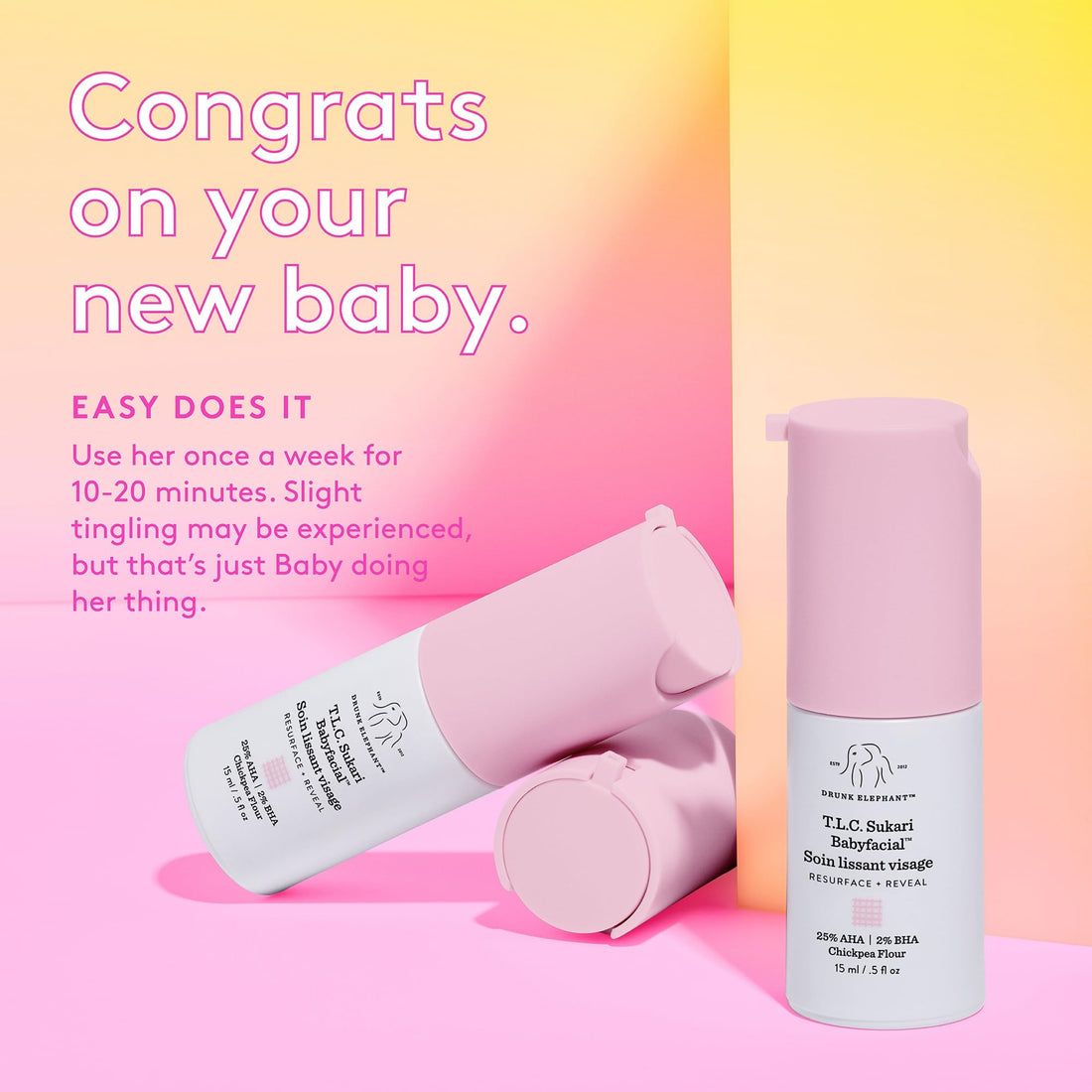 Drunk Elephant T.L.C. Sukari Babyfacial - 15 ml/.5 fl oz - Exfoliating Face Mask - Clean Clinical Skincare - Cruelty-Free - Dermatologist-Tested - Free of Essential Oils, Silicones, and Fragrance