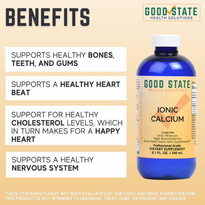 Good State Liquid Ionic Calcium (96 servings at 144 mg elemental, plus 2 mg fulvic acid - 8 fl oz)