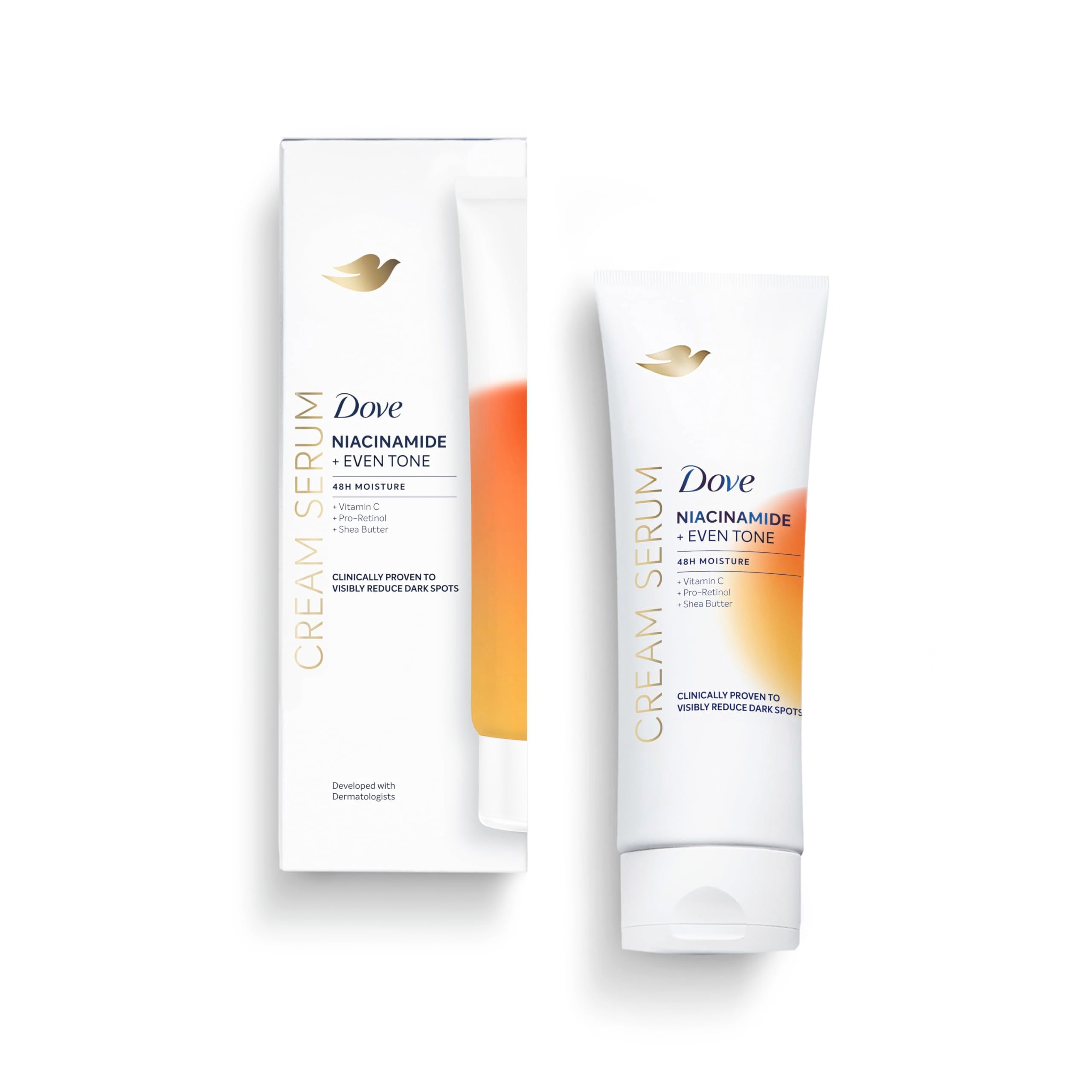 Dove Body Cream Serum Niacinamide + Even Tone for Dark Spots and Uneven Tone with Vitamin C, Pro-Retinol and Shea Butter Lotion, 8 oz