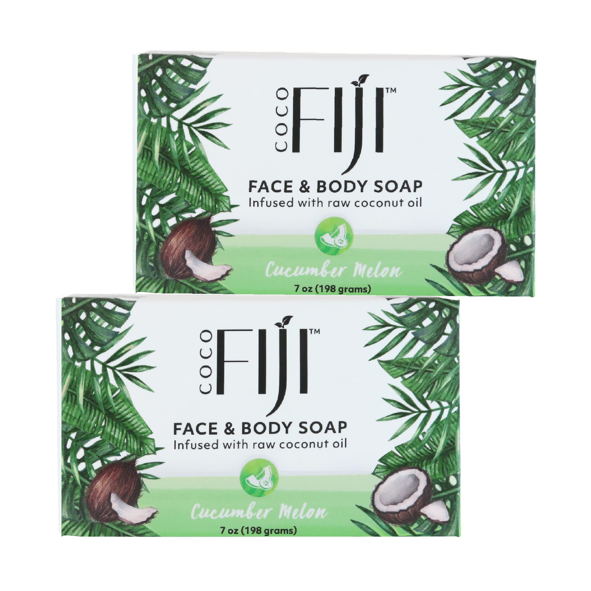 Organic Fiji Coconut Oil Soap, For Face and Body, Cucumber Melon, 7-Ounces by Organic Fiji