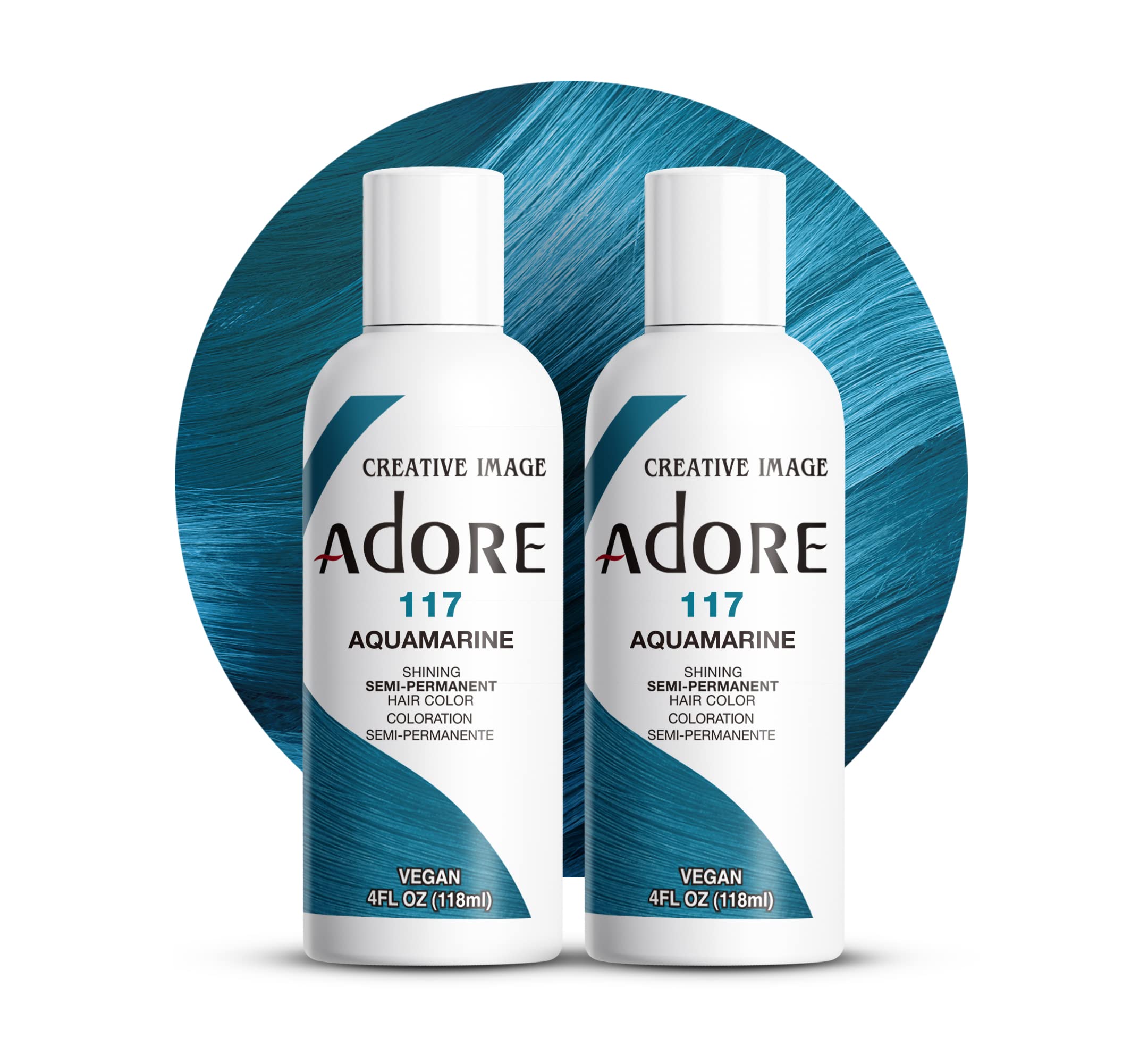 Adore SemiPermanent Haircolor 117 Aquamarine 4 Ounce (118ml) (2 Pack)