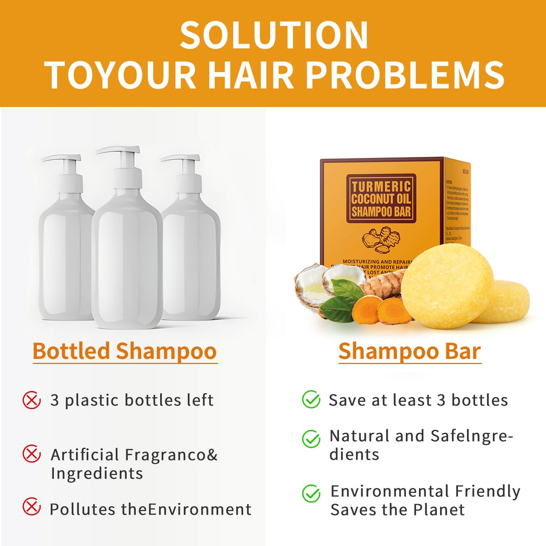 Ginger Shampoo Bar 2 Pack, Turmeric Soap Shampoo Bars for Strengthening Weak or Damaged Hair, Hair Growth & Regrowth, Anti Hair Loss, Strengthen, Soap Bar for Women, Solid Soap for Travel 4.23oz 120g