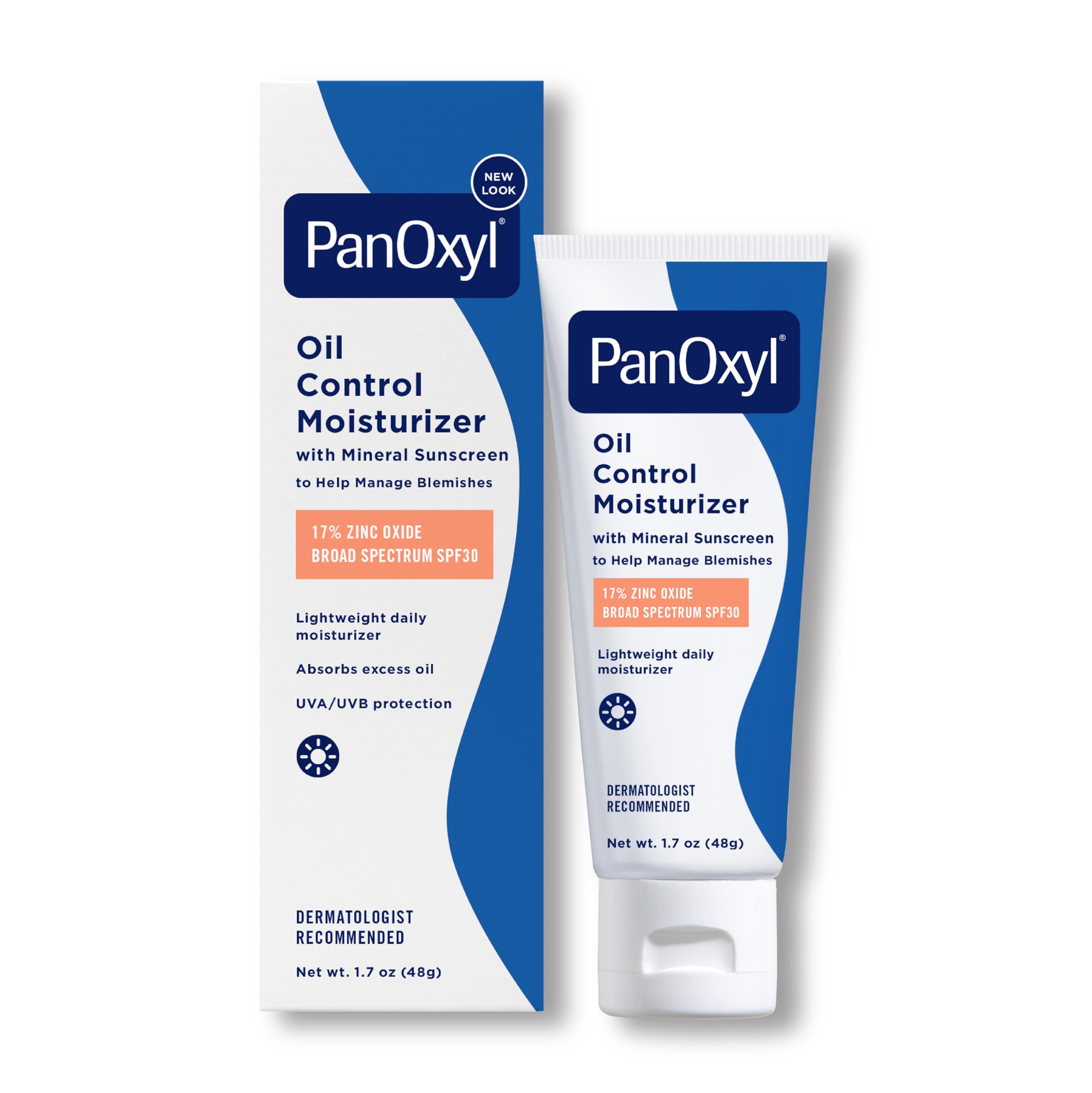 PanOxyl AM Oil Control Moisturizer, NEW Sheer Formula, Absorbs Excess Oil and Reduces Shine, with Mineral Sunscreen for Acne Prone and Oily And All Skin Tones - 1.7 oz