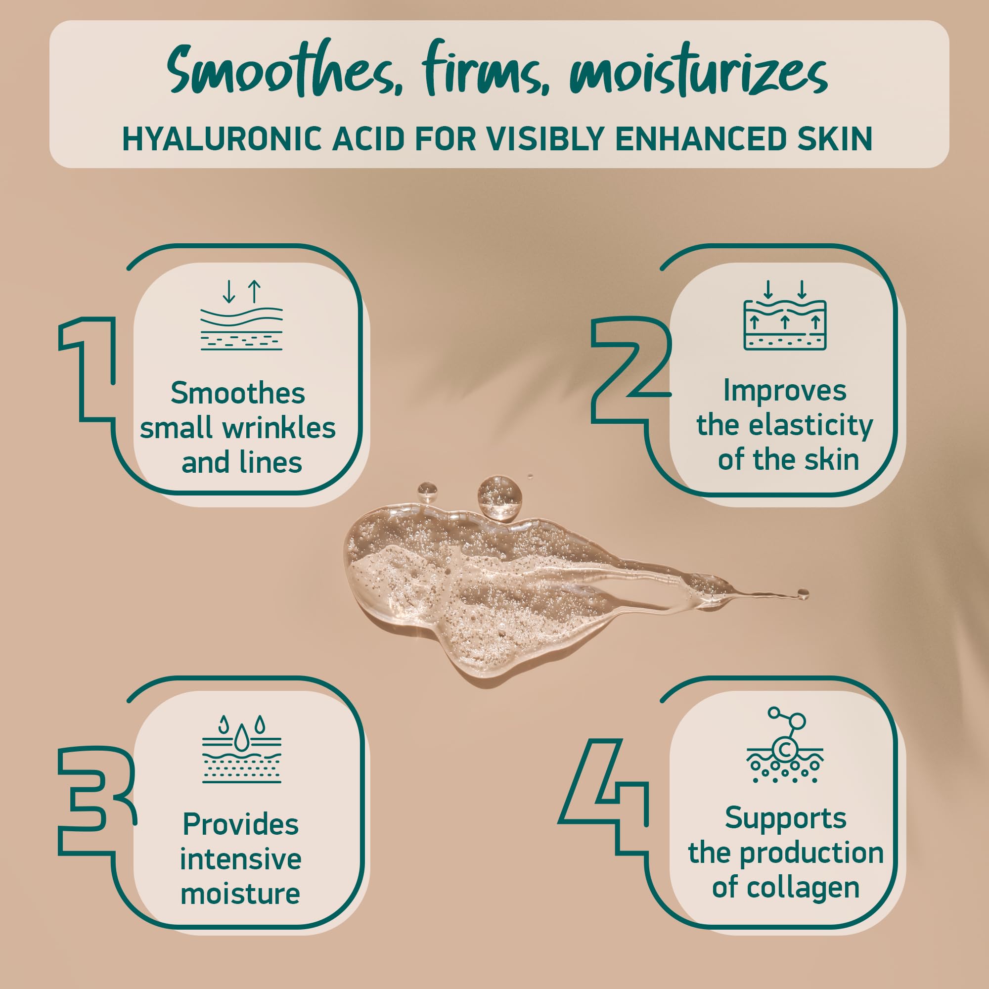 Organic Hyaluronic Acid Serum for Face | Best Hyaluronic Acid (Oligo) + 4 Hyaluronic Sizes - Highly Dosed | Hydrating Serum - Aging-Aging Moisturizer – Fragrance-Free | Made in Germany