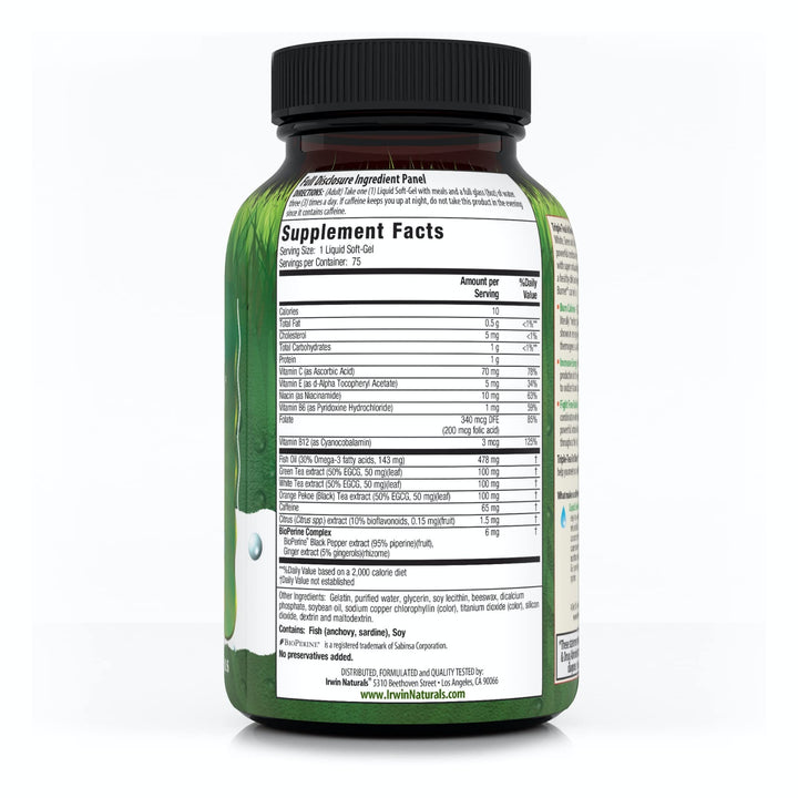 Irwin Naturals Triple Tea Fat Burner, 75 Liquid Softgels