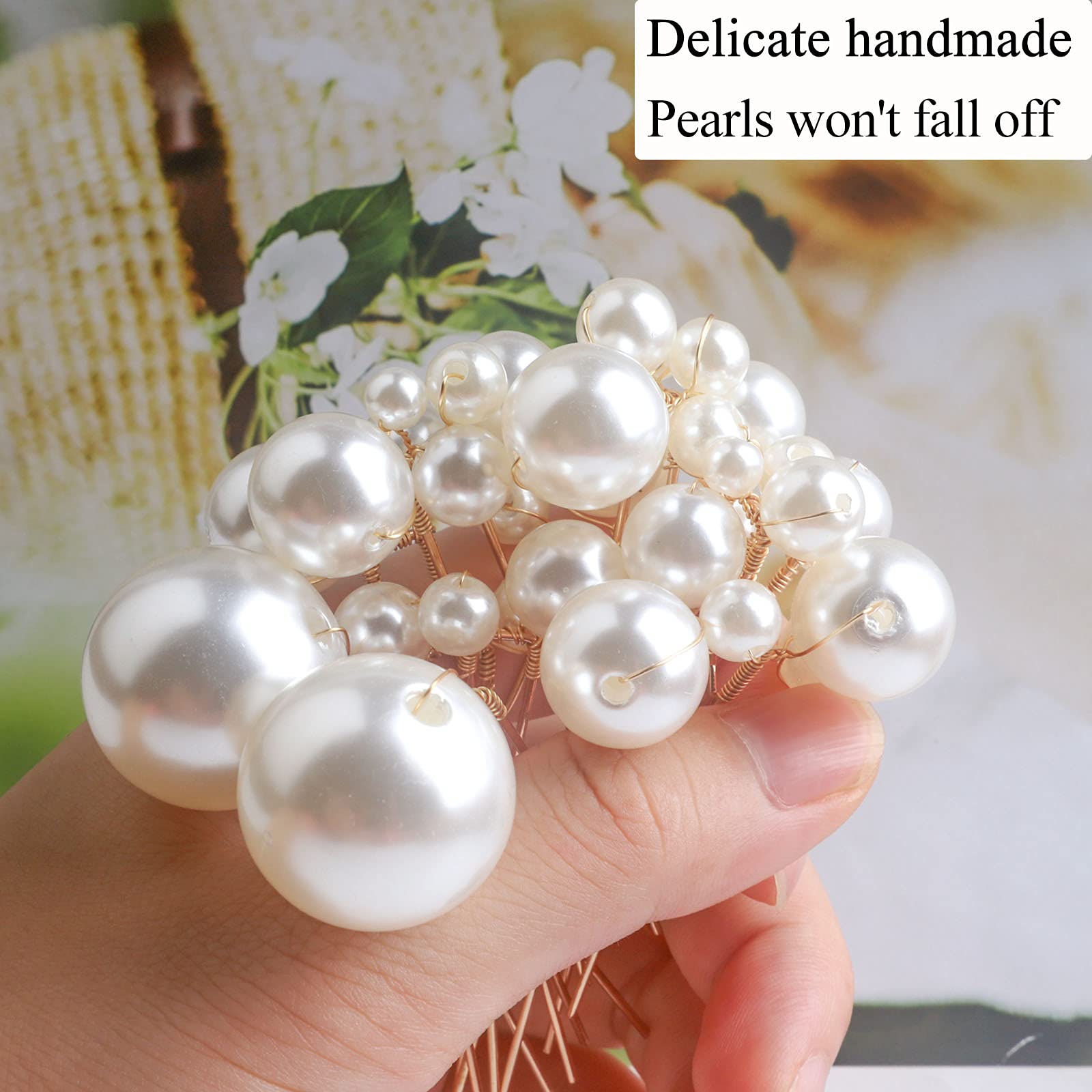 Sppry Wedding Pearl Hair Pins (12PCS) - U Shaped Hair Accessories for Bridal Women (Gold)