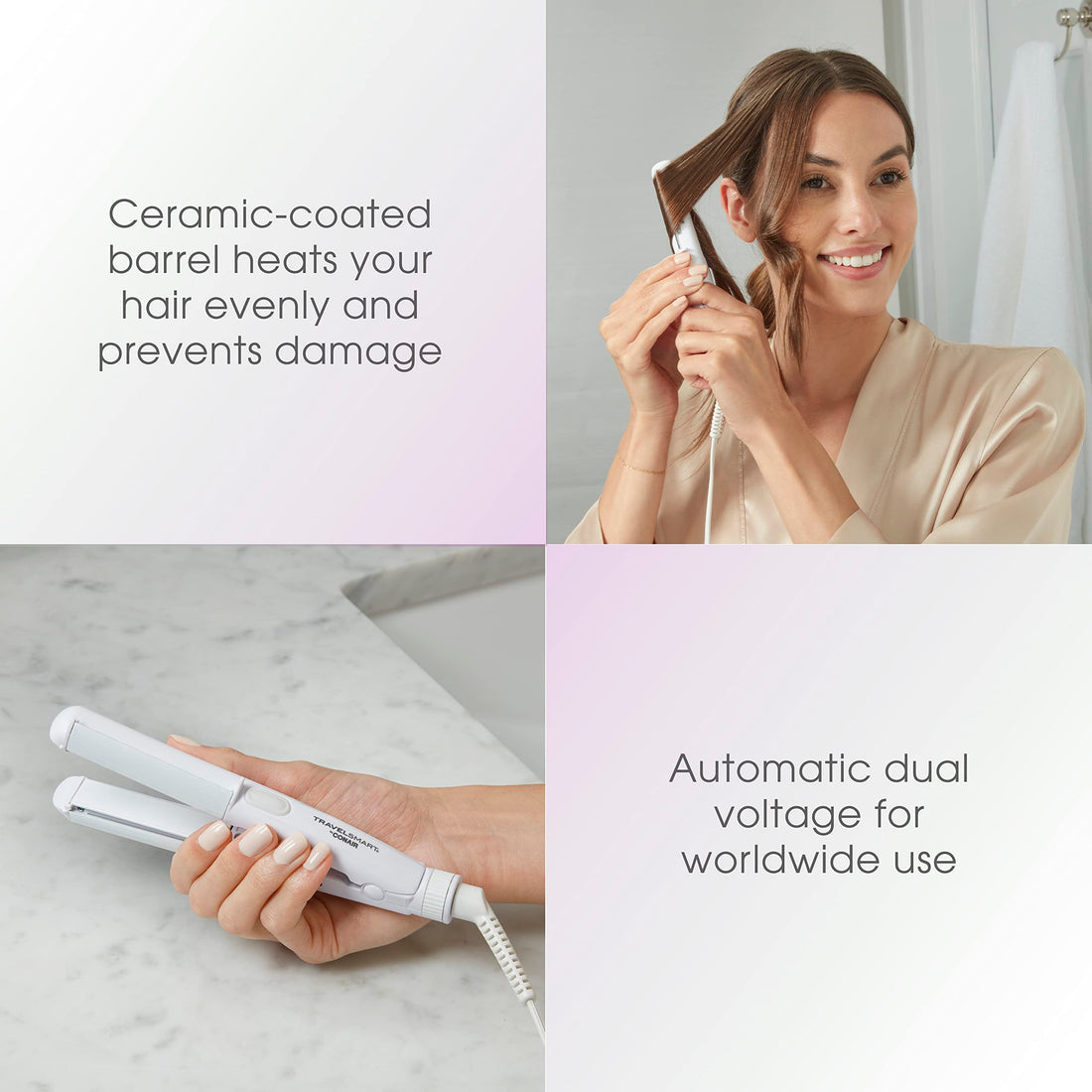 Conair Mini 2-in-1 Ceramice Travel Styler by Travel Smart, White