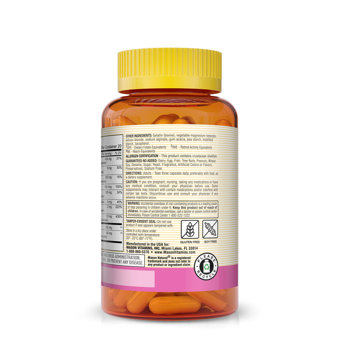 MASON NATURAL Body, Hair, Skin & Nails, with Vitamins A, C, E & Biotin, Supports Healthy Hair, Skin & Nails, 60 Capsules