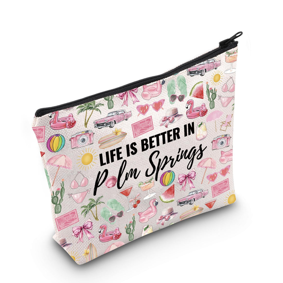 WCGXKO Palm Springs Gifts For Women Palm Springs Party Gift Life Is Better In Palm Springs Travel Gift Makeup Bag (Better In Palm Springs Bag)