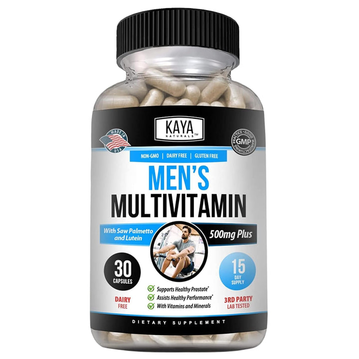 Kaya Naturals Multivitamin for Men - Men's Prostate Multivitamin - Multi Mineral Daily Supplement - Pills for Men - Supports Healthy Prostate - Vitaminas para Hombres - 30 Veggie Capsules