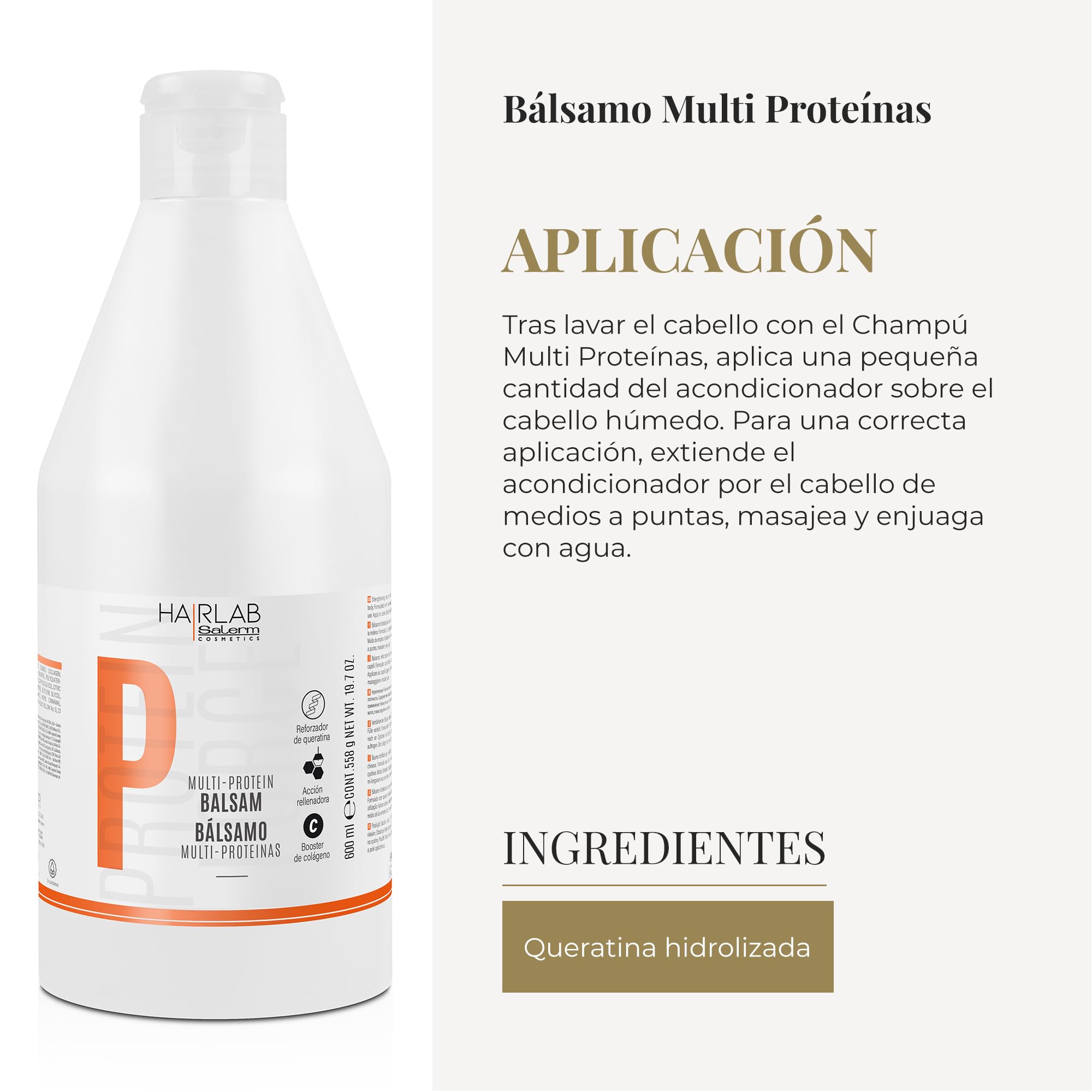 SALERM - Hair Conditioner - Multi-Proteins Hair Lab Balm - 600 ml - Helps Strengthen and Repair Hair - Adds Volume - Paraben-Free