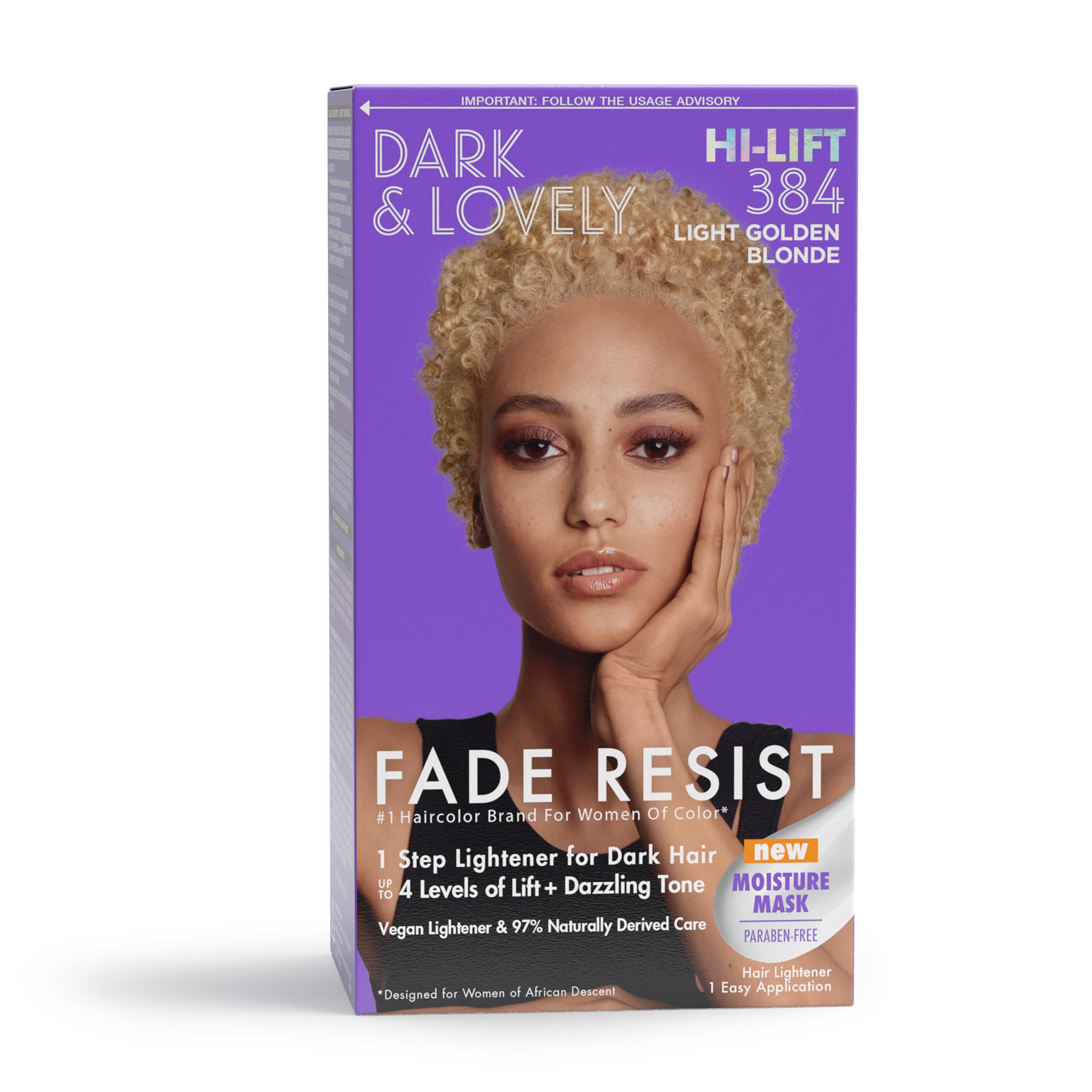 SoftSheen-Carson Dark and Lovely Fade Resist Rich Conditioning Hair Color, Permanent Hair Color, Up To 100 percent Gray Coverage, Brilliant Shine with Argan Oil and Vitamin E, Light Golden Blonde