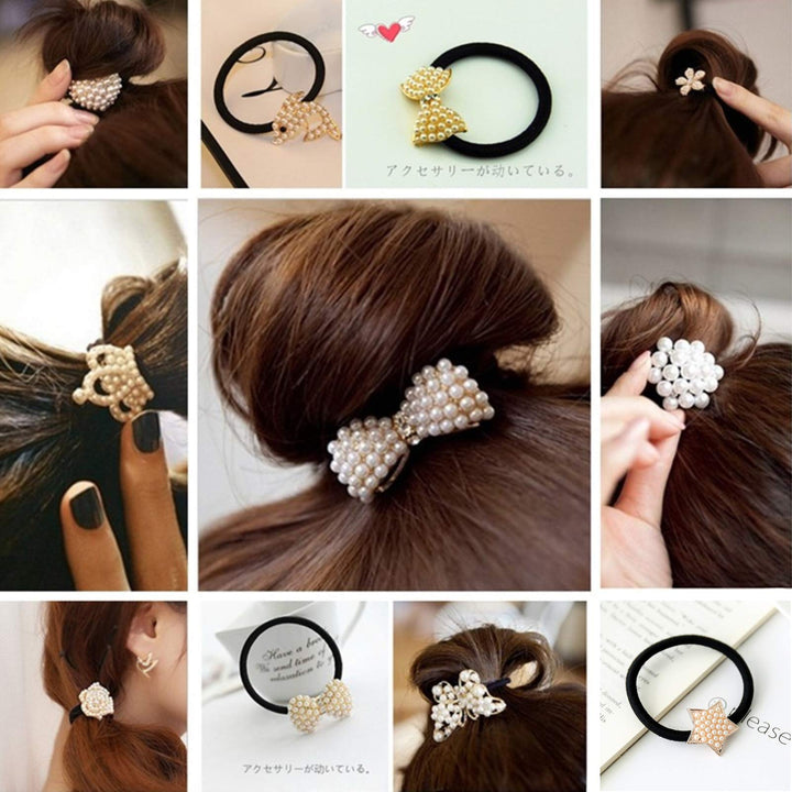 Casualfashion 5Pcs Korean Hair Accessories Butterfly Hair Ropes Rhinestone Hair Bow Hair Ties Hair Rings Accessories