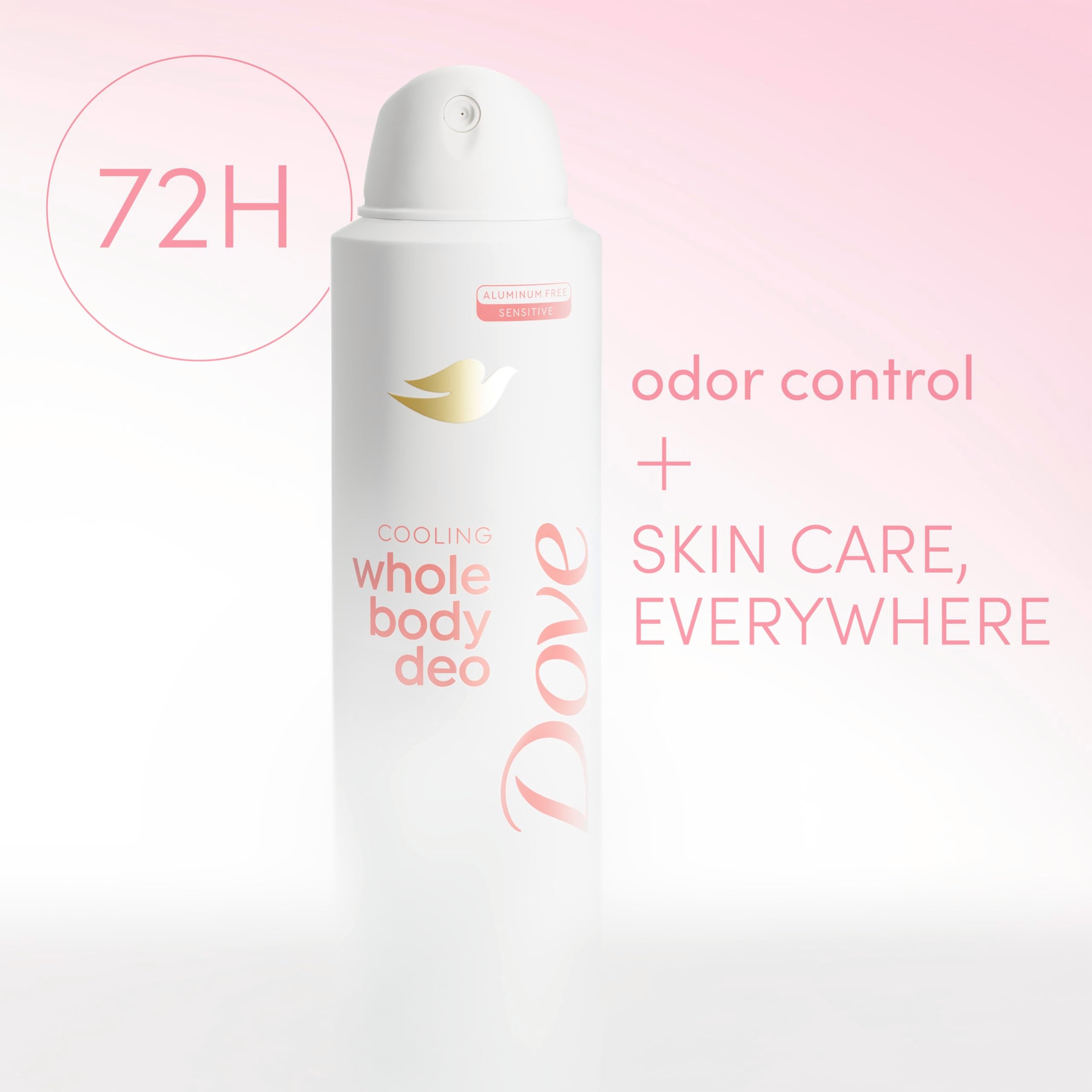 Dove Whole Body Deodorant Cooling Spray Raspberry & Rose Aluminum Free 4oz