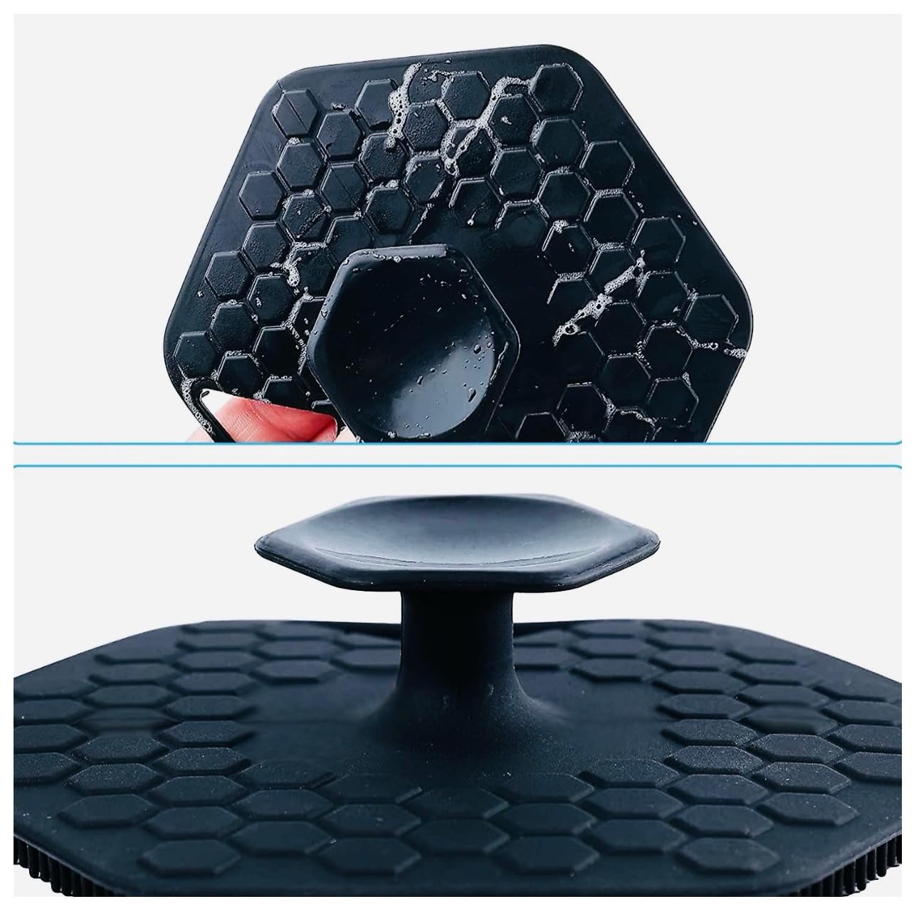 Premium Aquaphor Silicone Exfoliating Body Scrubber with Lather Boosting Bristles, Loofah Sponge, and Eco-Design Essentials- Shower Shelf for Inside Shower -Bathroom Back