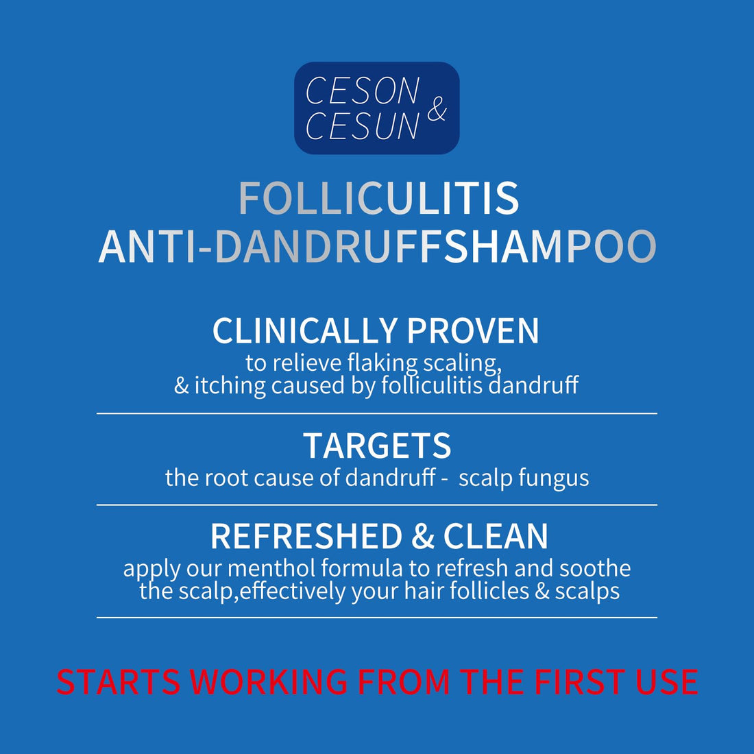 Ceson&Cesun Psoriasis 2 in 1 Shampoo & Conditioner Anti-Dandruff/Anti-Fungal Shampoo for Folliculitis, Effective Scalp Psoriasis Treatment - Relieves Itchy & Dry Scalp