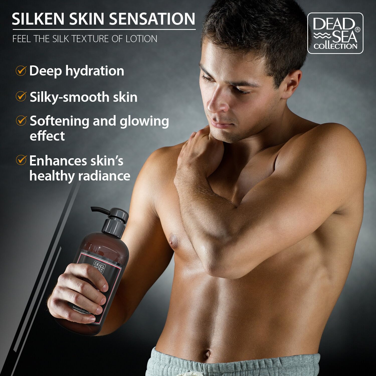 Dead Sea Collection Sandalwood Men's Body Lotion - Maximum Hydration Nourishing Moisturizing Lotion for Men - 16.9 Fl Oz Bottle