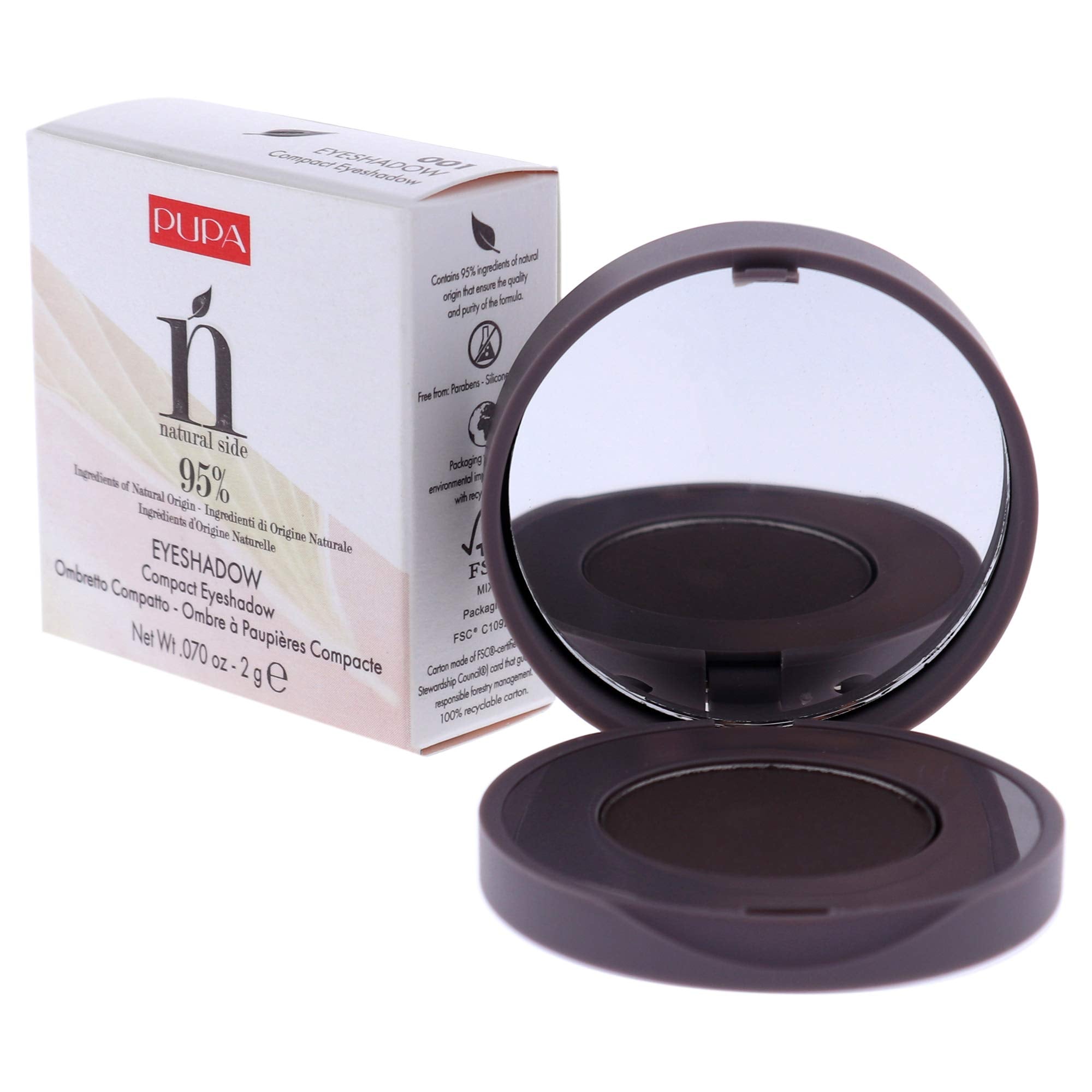 PUPA Milano Natural Side Compact Eyeshadow - 001 Violet Graphite for Women - 0.07 oz Eye Shadow (I0111804)