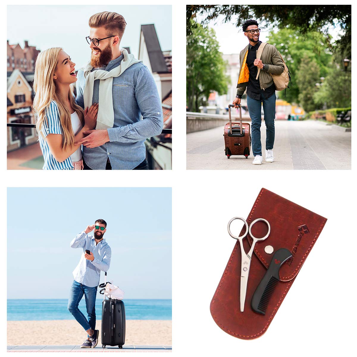 Beard Scissors Small and Comb with Case - Kit for Men Gift Set - for Trimming, Grooming, Cutting Mustache, Beards- by TorbinsFamily