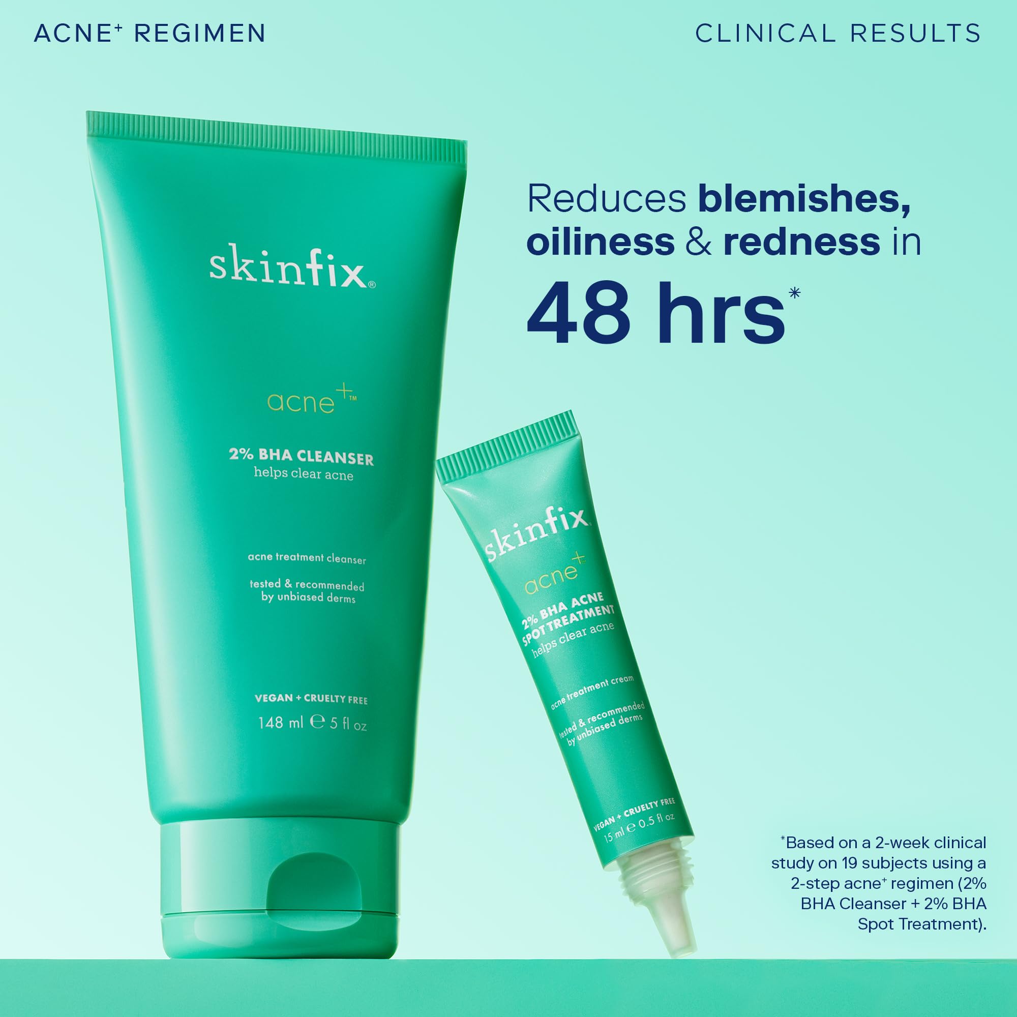 Skinfix Acne+ 2% BHA Acne Spot Treatment: Clinical-Strength, Rapid-Acting Acne Treatment that Reduces Blemish Size and Redness, Plus Prevents New Acne Pimples from Forming, 0.5 oz
