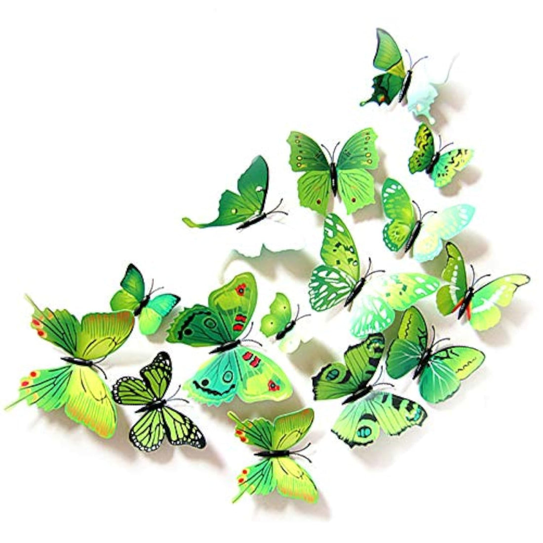 Somotersea 24PCS 3D Butterfly Wall Decal Removable Refrigerator Magnets Stickers Decor for Kids Room Decoration Home and Bedroom Art Mural Green
