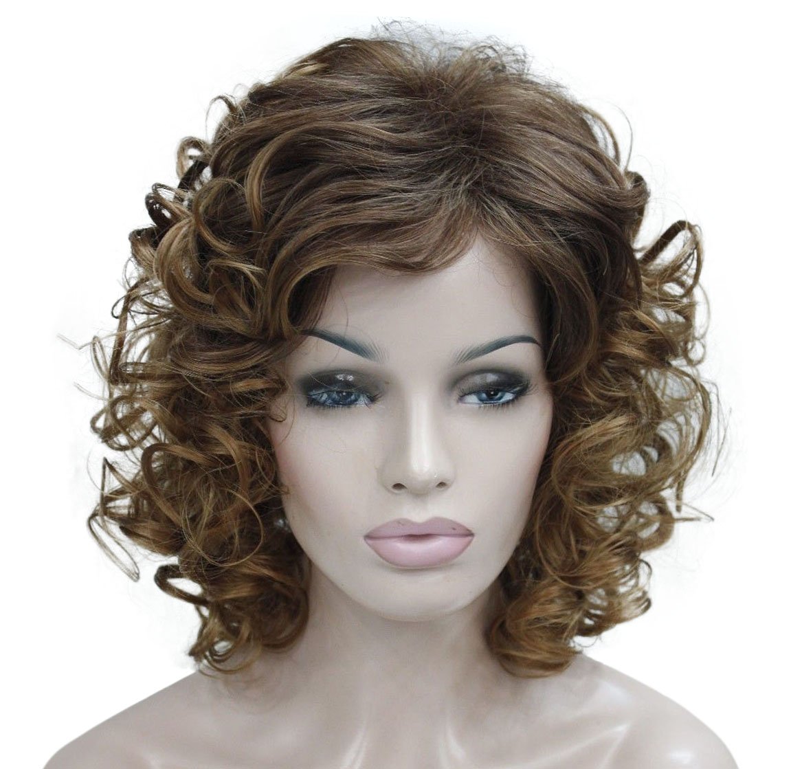 #27+33T27: Lydell Short Soft Super Curly Synthetic Wigs Layered Natural Movement Dark Auburn And Strawberry Blonde Mix