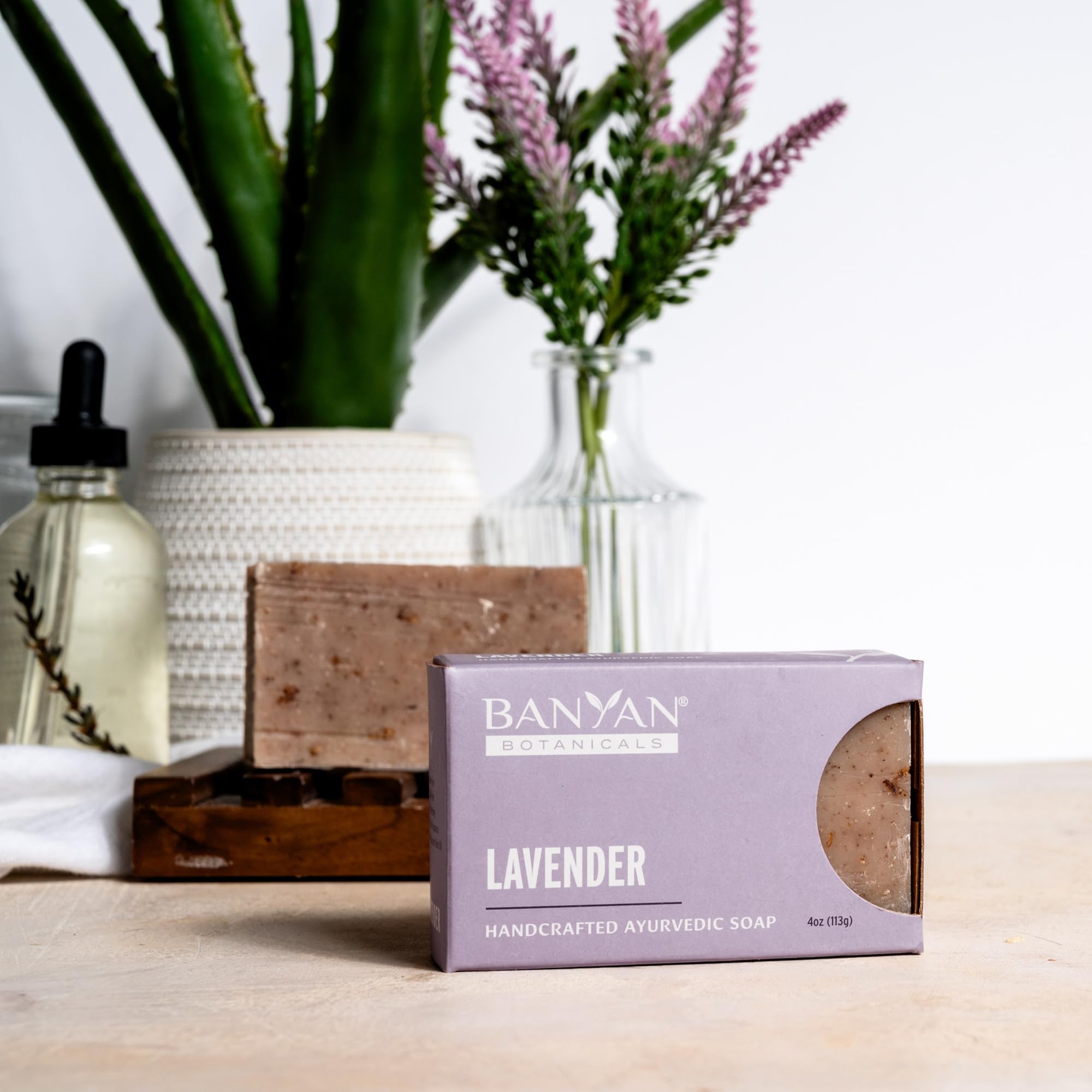 Banyan Botanicals Lavender Soap – Ayurvedic Bar Soap with Rosemary & Lavender Essential Oil – Soothing & Relaxing for a Spa-Like Experience – 4 oz Bar – Free of Sulfates, Phthalates & Parabens