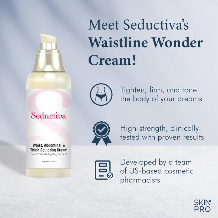 Seductiva Waist, Abdominal & Thigh Sculpting Cream - Potent Cellulite Fighting Formula - Body Slimming & Firming