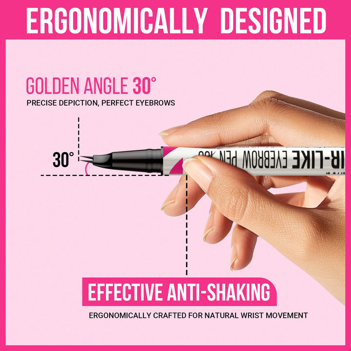 iMethod Curved Eyebrow Pen - 2-in-1 Dual-Ended Eyebrow Pencil with Curved Tip and Precise Brush-Tip, Microblading Pen for Natural Brows, Dark Brown
