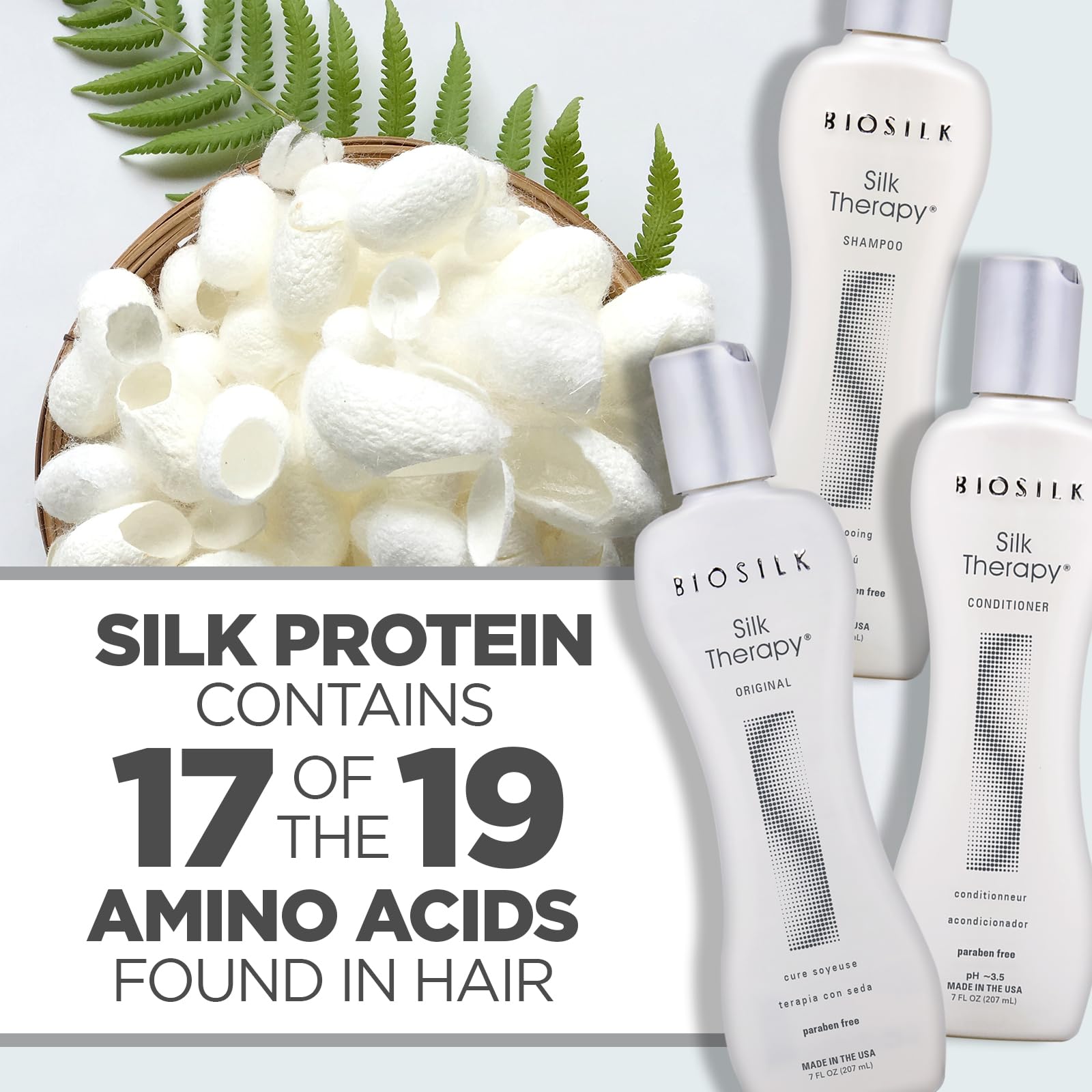 BioSilk Revive Your Locks Kit - Original Silk Therapy 7oz, Shampoo 7oz, and Conditioner 7oz (3 Product Set)