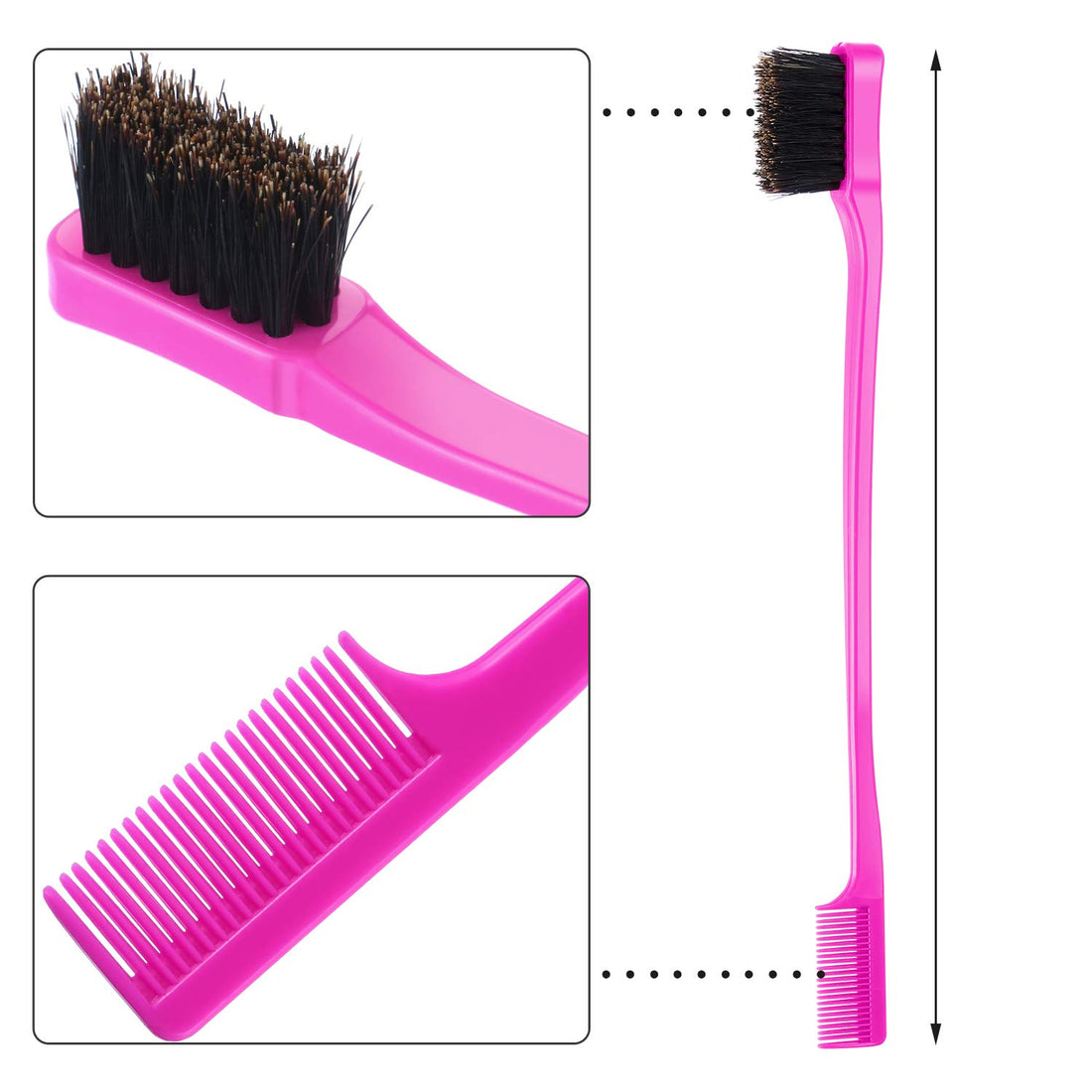BBTO BBTO 10 Pieces Hair Edges Brushes 2 In 1 Edge Control Brushes Comb Double Sided Edge Brushes (Rose and Black)