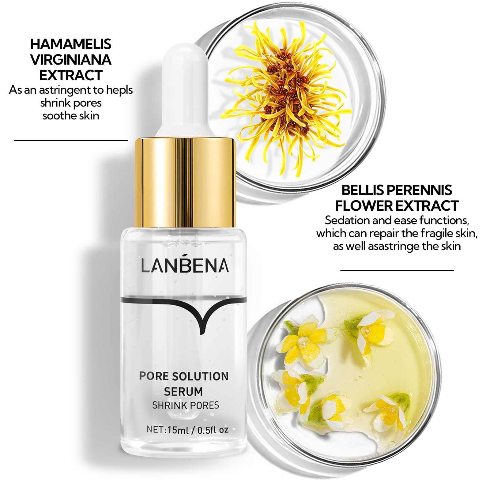 LANBENA Pore Minimizer Serum, Pore Minimizer & Reducer for Face, Minimizing, Shrinking, Oil Control Firming, Tightening Pores, 100% Vegan Pore Moisture after Blackhead Remover, 0.5 fl.oz