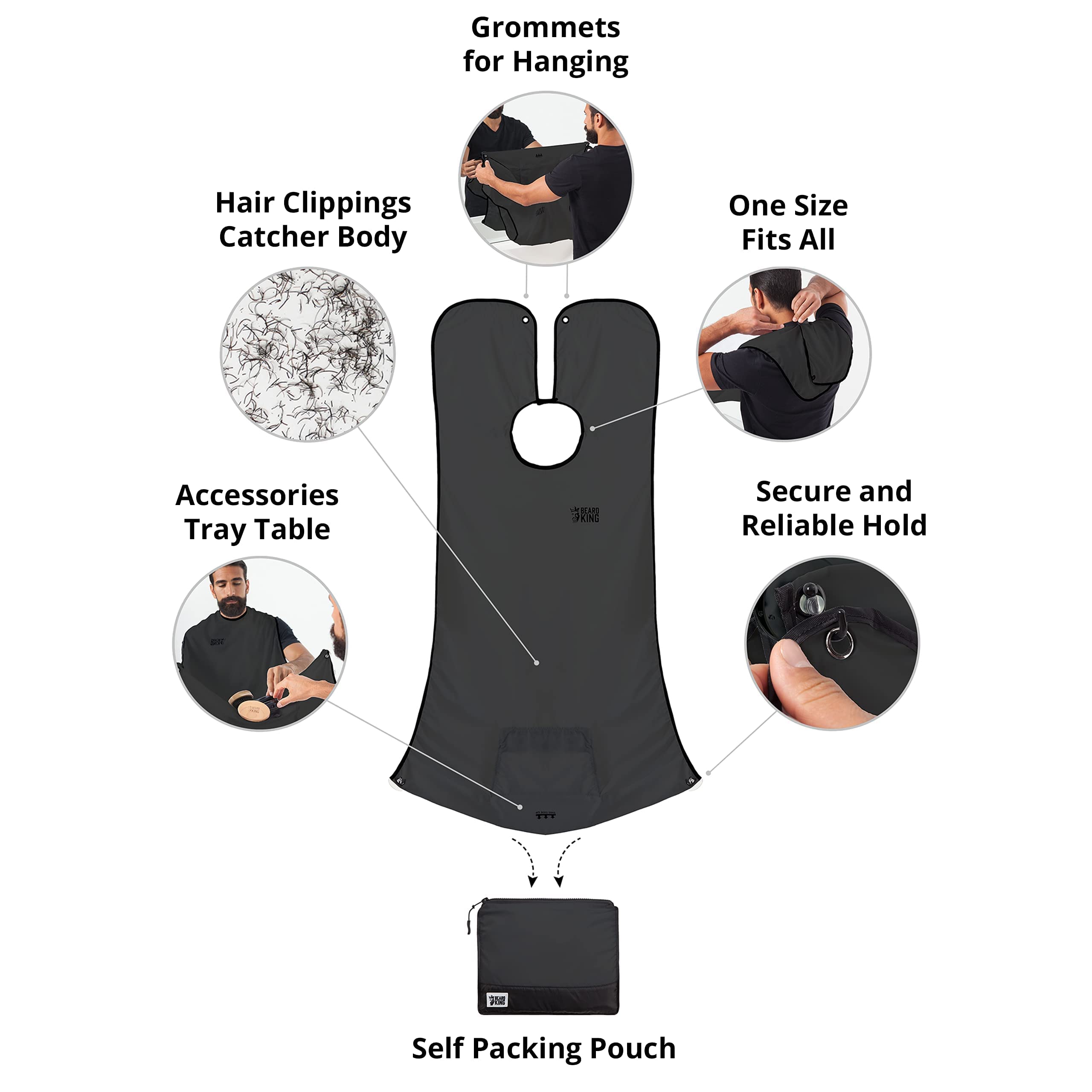 BEARD KING Hair Clippings and Beard Catcher Bib (Black)